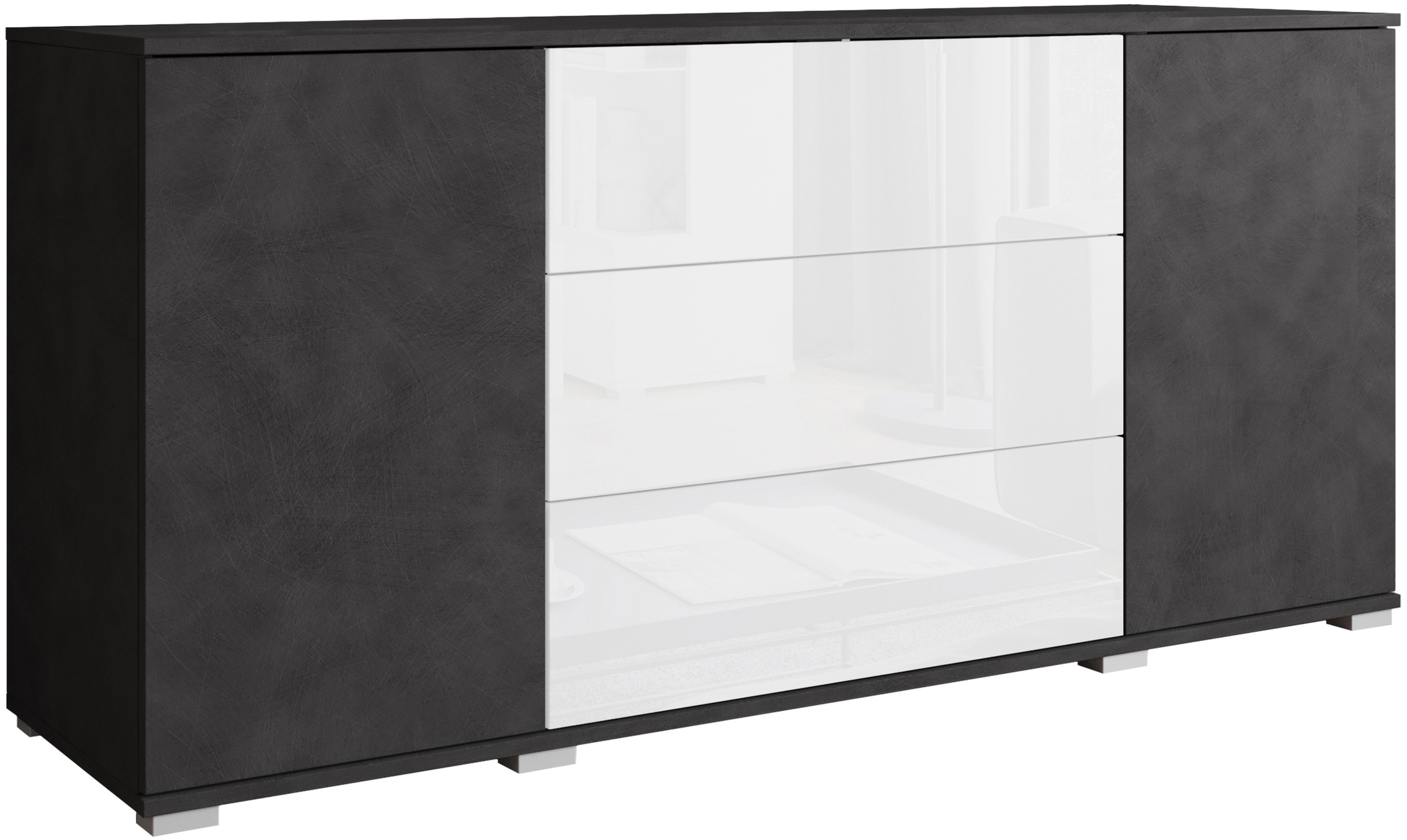 INOSIGN Sideboard »Kenia, Kommode für das Schlafzimmer/Wohnzimmer«, (1 St.), Modernes Sideboard mit 3 Schubladen und 4 Fächern, Breite 150 cm