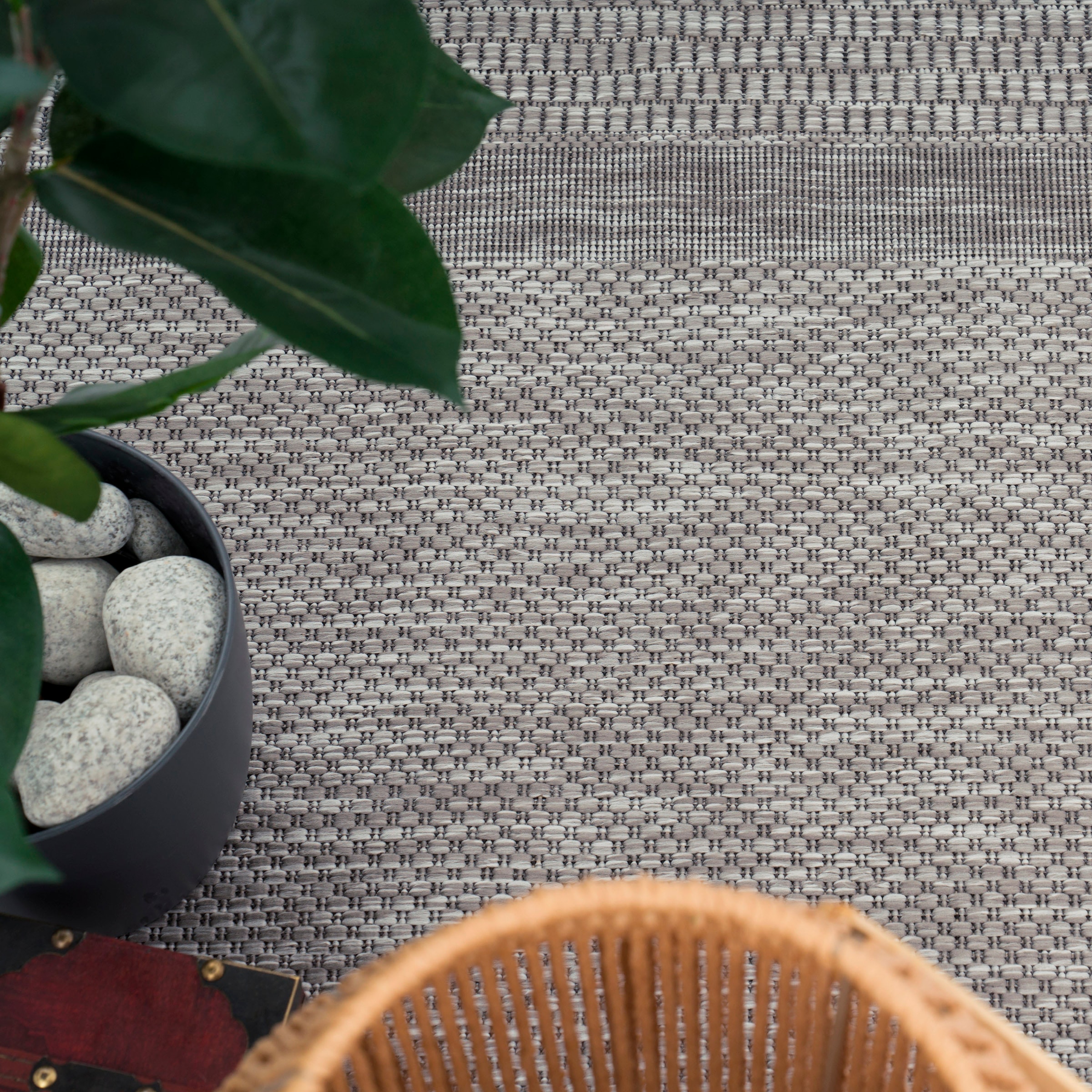 Paco Home Teppich »Roma 272«, rechteckig, 4 mm Höhe, Flachgewebe, meliert, mit dezenter Bordüre, In- und Outdoor geeignet