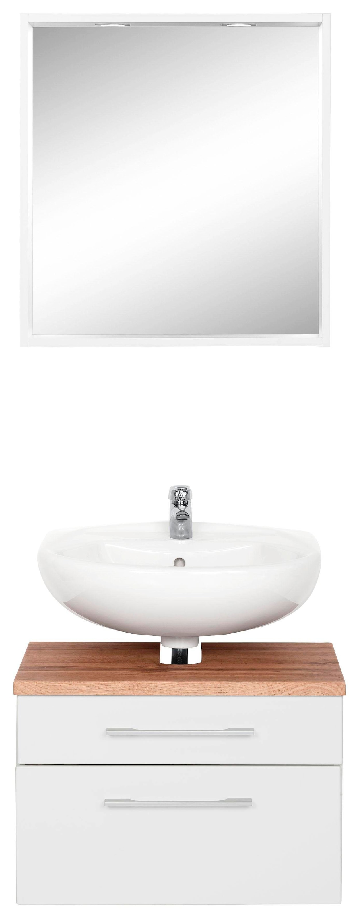 HELD MÖBEL Badmöbel-Set »Davos«, (2 St.), Spiegel inklusive Beleuchtung und Waschbeckenunterschrank