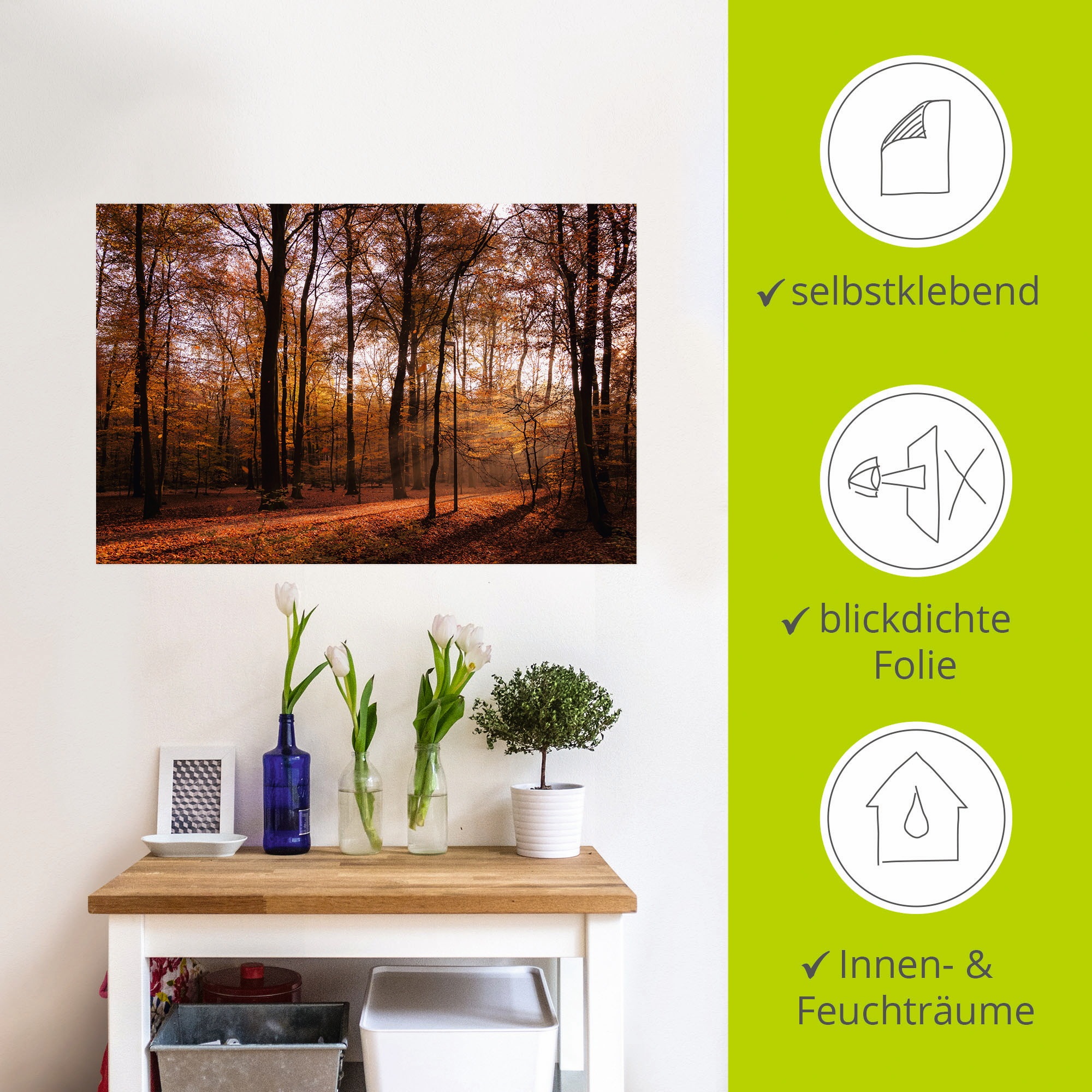 Artland Wandbild »Sonnenaufgang im Herbst II«, Wald, (1 St.), als Alubild, Outdoorbild, Leinwandbild, Poster, Wandaufkleber