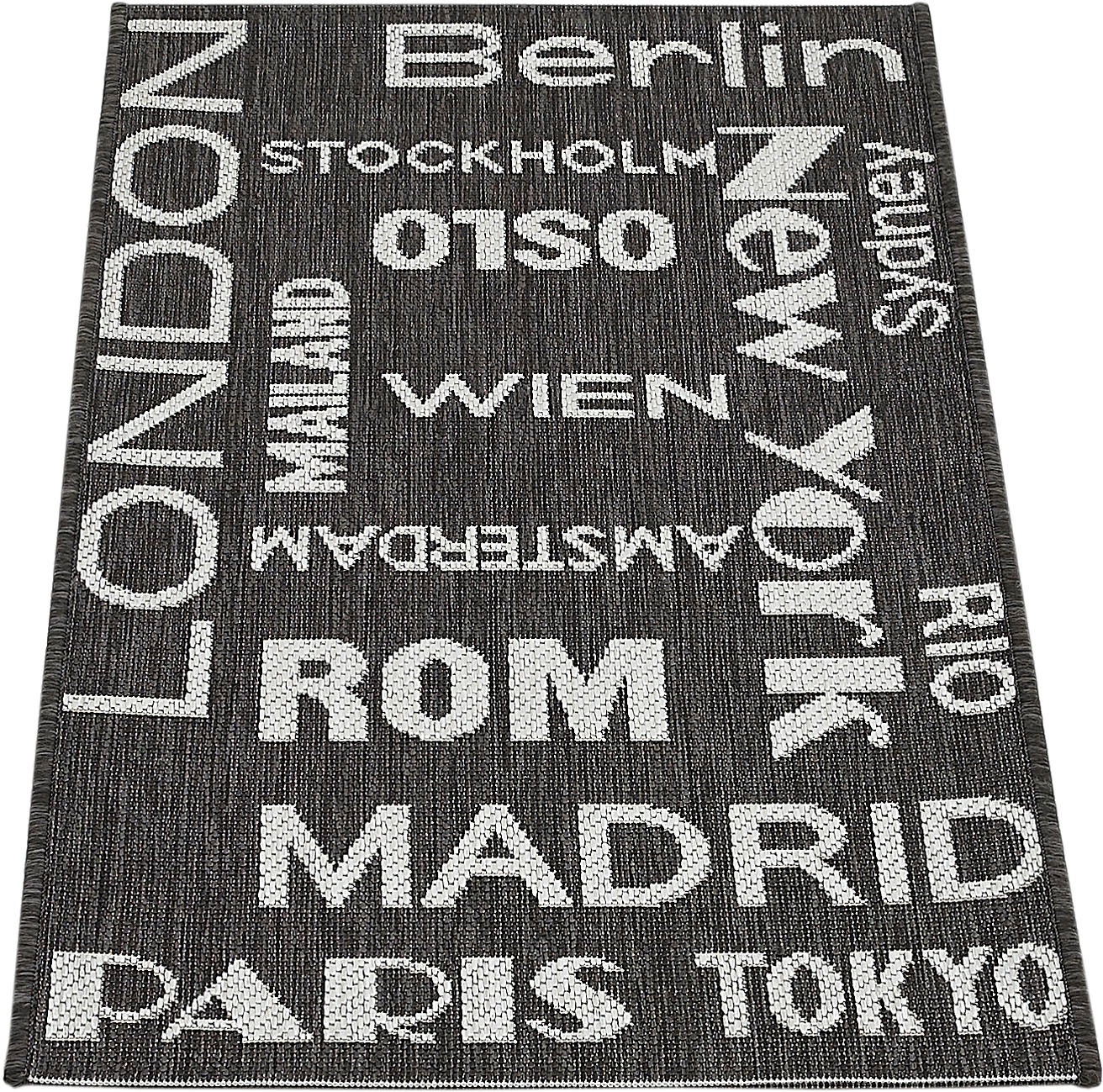 Andiamo Teppich »New Orleans 3«, rechteckig, 5 mm Höhe, mit Schrift, In- und Outdoor geeignet, Wohnzimmer