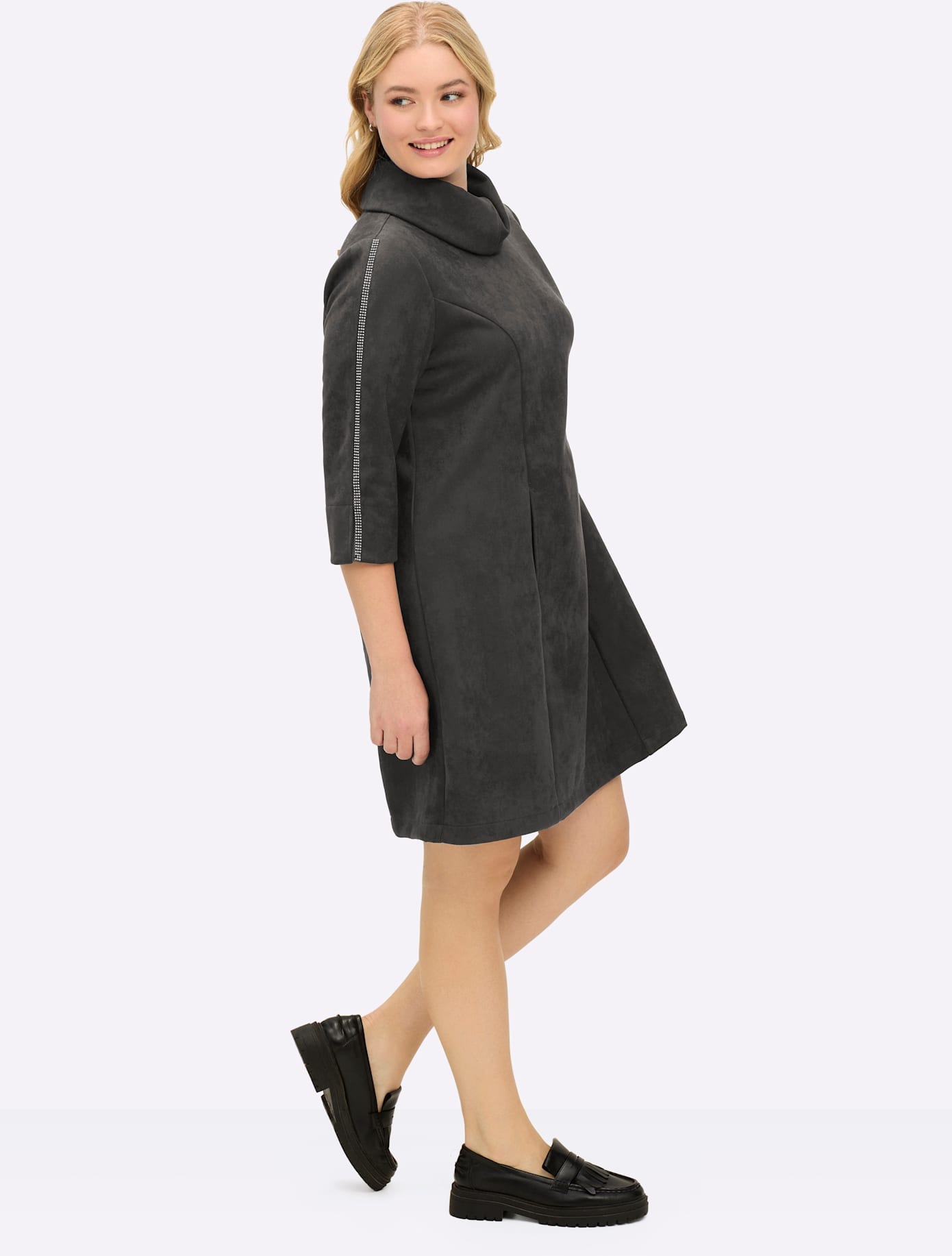 Sheego A-Linien-Kleid »Velours-Kleid«