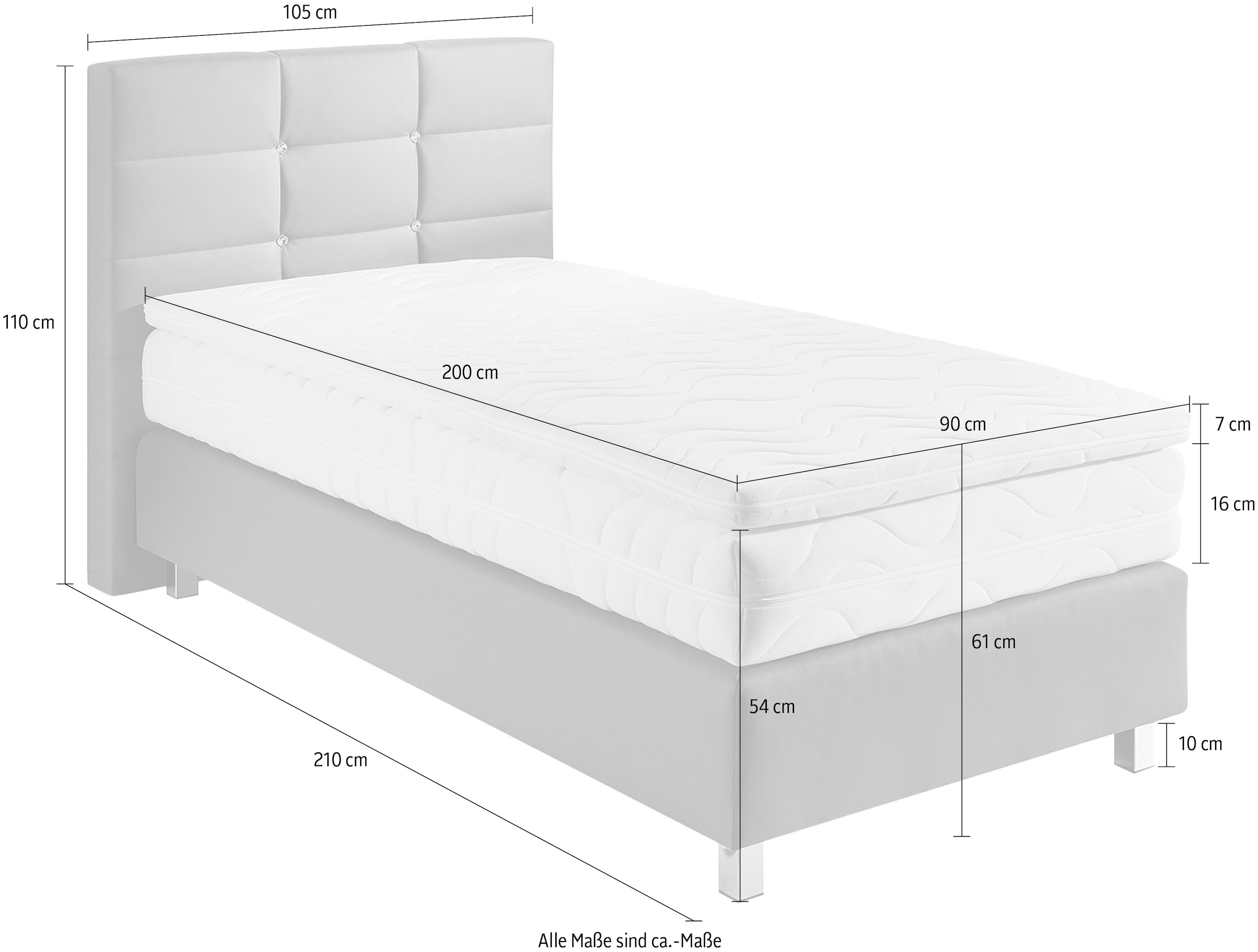 Westfalia Schlafkomfort Boxspringbett mit Knöpfen in Kristalloptik, wahlweise mit Topper