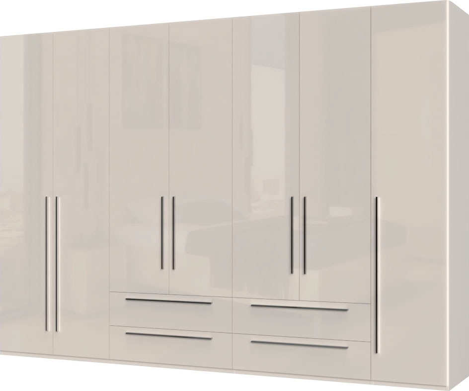 Places of Style Kleiderschrank »Piano, UV lackiert, hochglänzend in beige oder weiß, FSC-zertifiziert«, (mit 4 Schubladen), 272 oder 317cm breit, Höhe 224cm, mit Soft-Close Funktion
