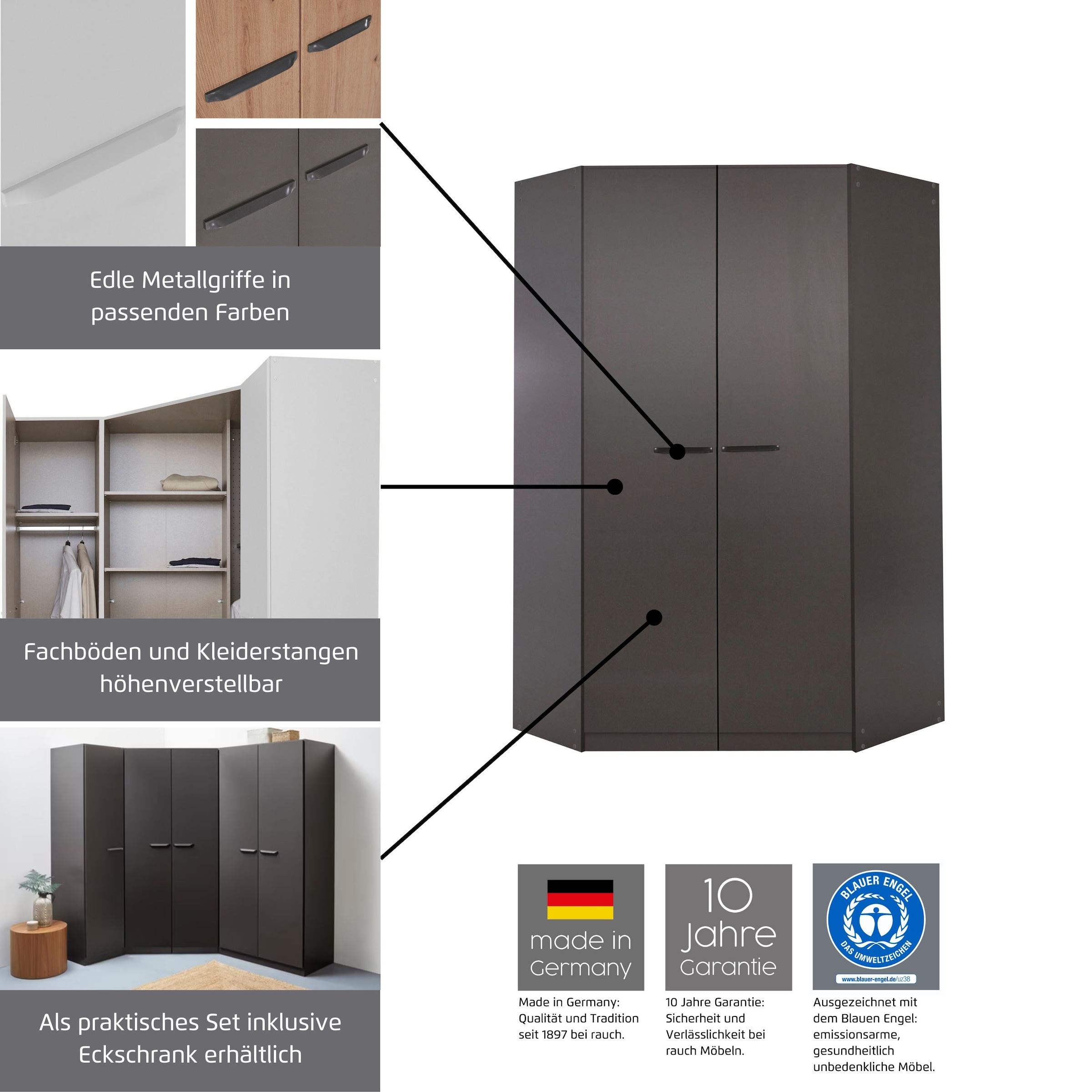 INOSIGN BY RAUCH Schrank-Set »Kleiderschrank Schrank Garderobe Wäscheschrank VANDOR«, 5-türig mit viel Stauraum, Schränke einzeln stellbar MADE IN GERMANY