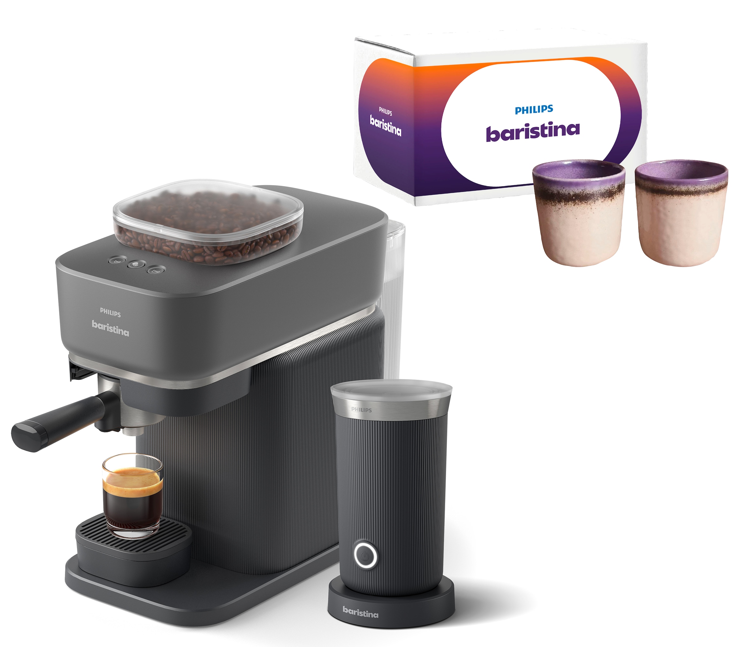 PHILIPS baristina Espressomaschine »BAR303/60 mit Mahlwerk für ganze Bohnen, Milchaufschäumer inkl.«, 16...