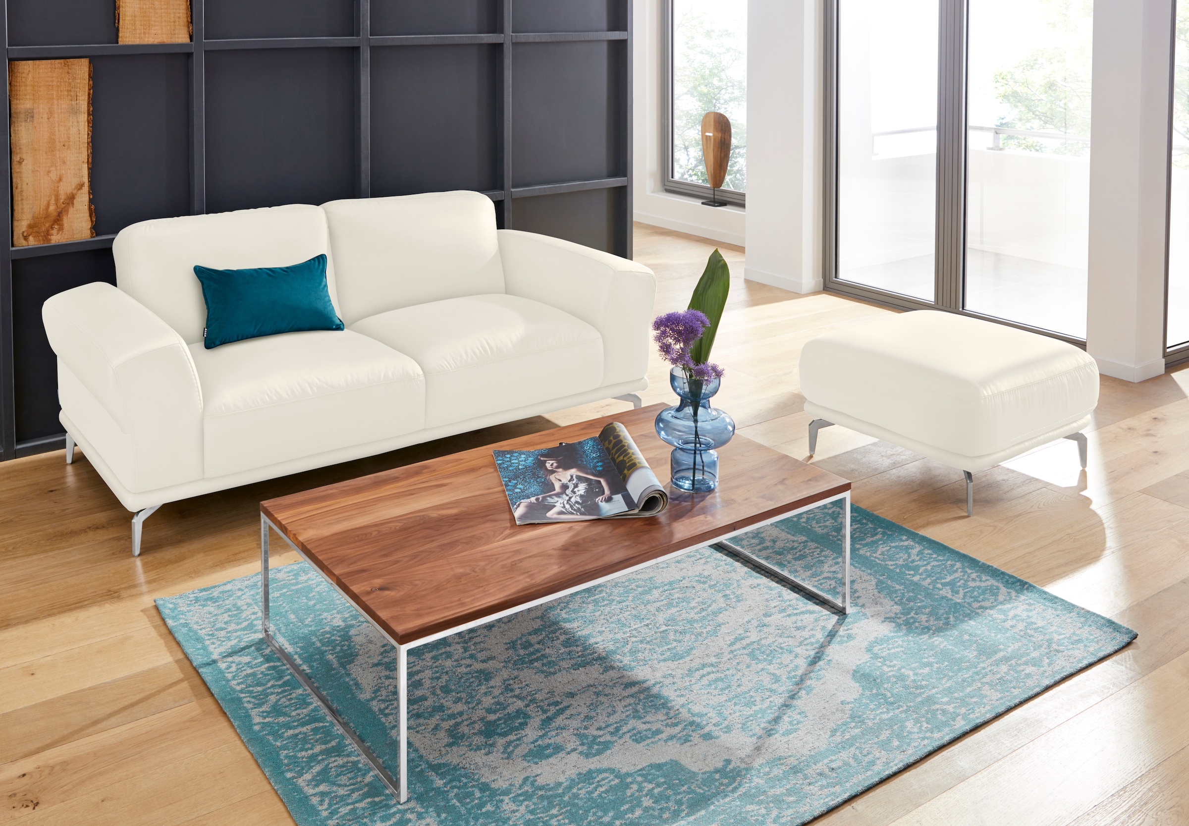 W.SCHILLIG Hocker »montanaa« mit Metallfüßen in Chrom glänzend, Breite 71 cm