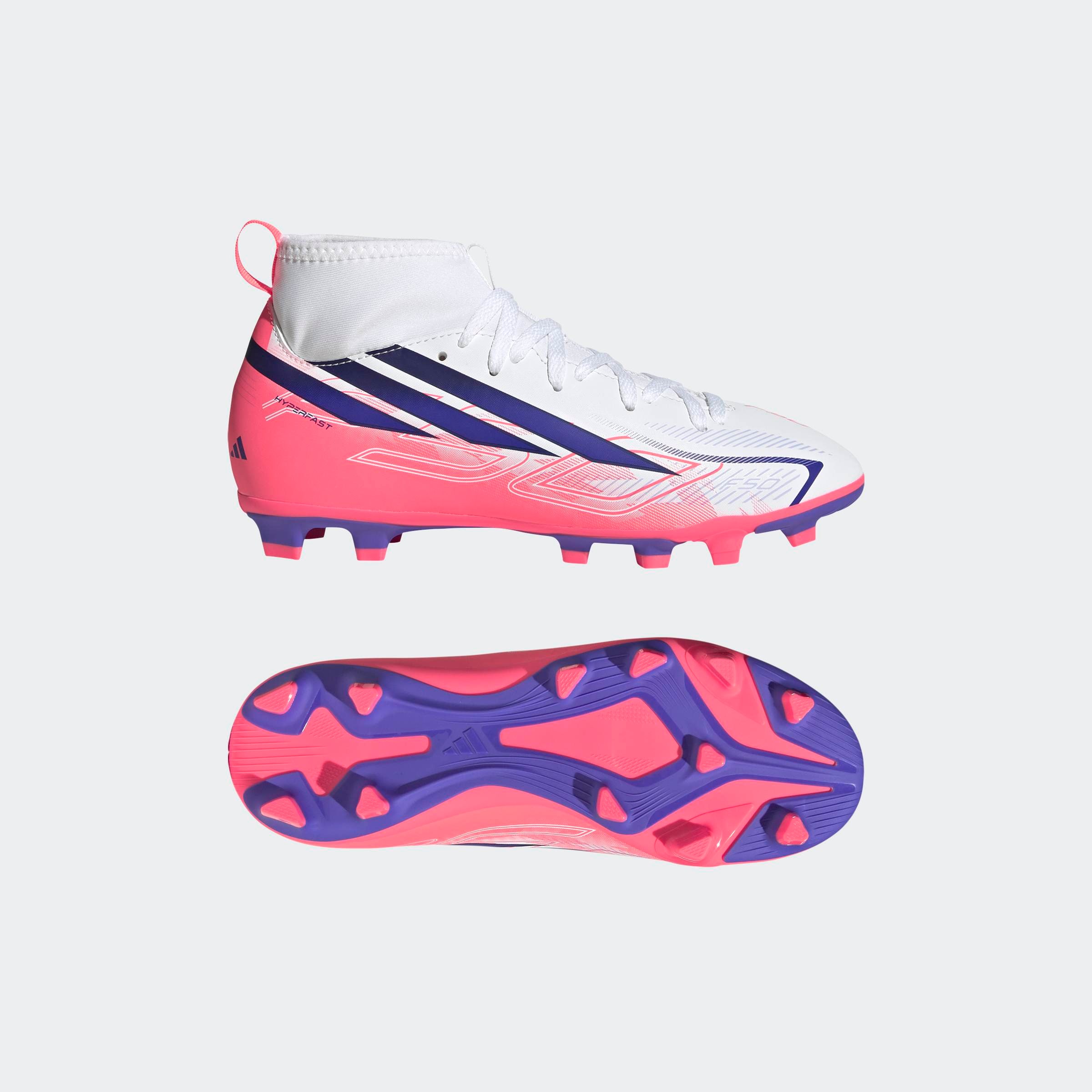 adidas Performance Fußballschuh »F50 HYPERFAST CLUB KIDS , FESTE BÖDEN/GEMISCHTE BÖDEN, HALBHOCH GESCHN«  für viele verschiedene Böden geeignet, für Jugendliche & Kinder