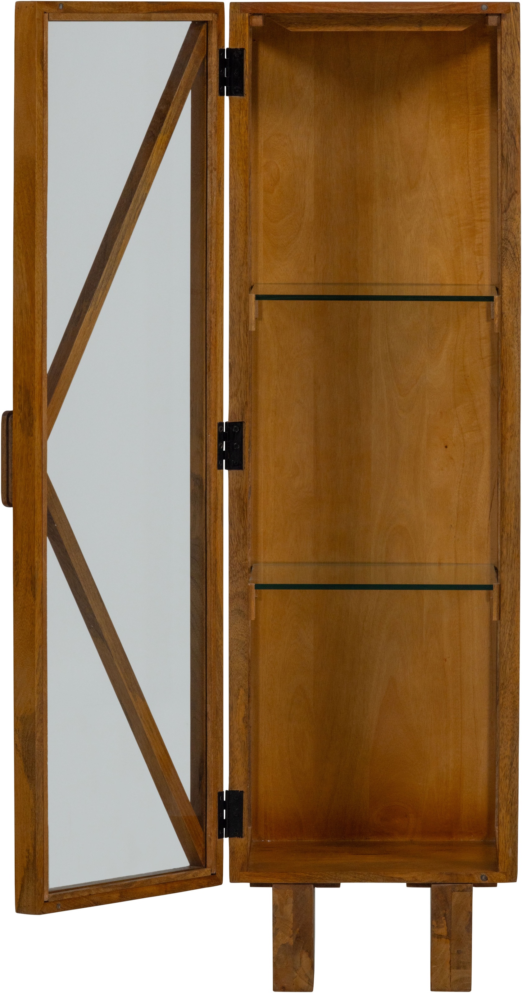 WOOOD Vitrine »Kella Mangoholz mit Glastüren und Glaseinlegeböden 40 x 39 x 137 cm« Tragkraft 5–7 kg pro Glasboden, Wandbefestigung empfohlen