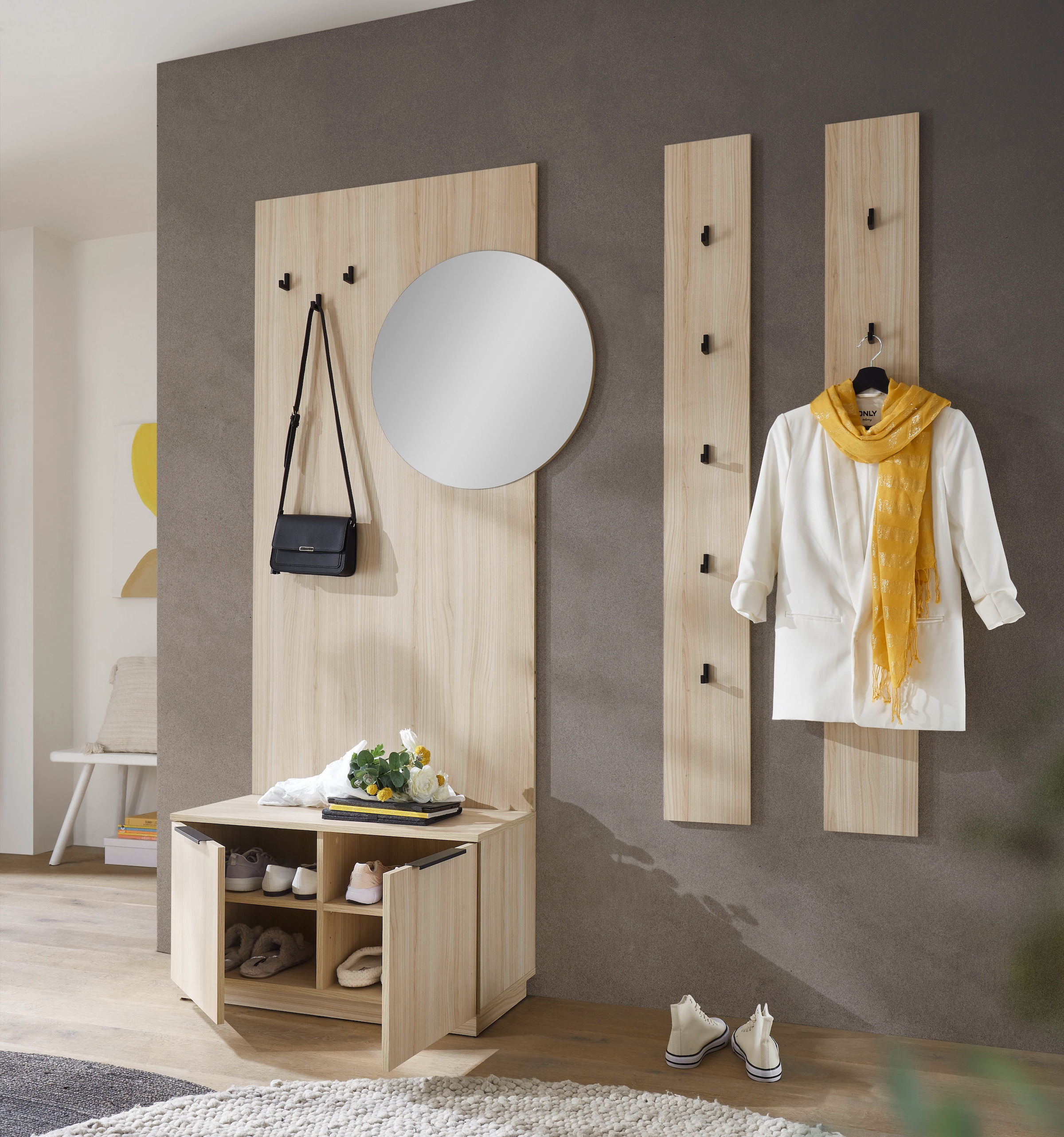 HBZ Kompaktgarderobe »Jimmy, Melaminbeschichtung, Griffleiste« 1 Stk. tlg. Breite 210cm, 4 Komponenten, Melaminbeschichtung