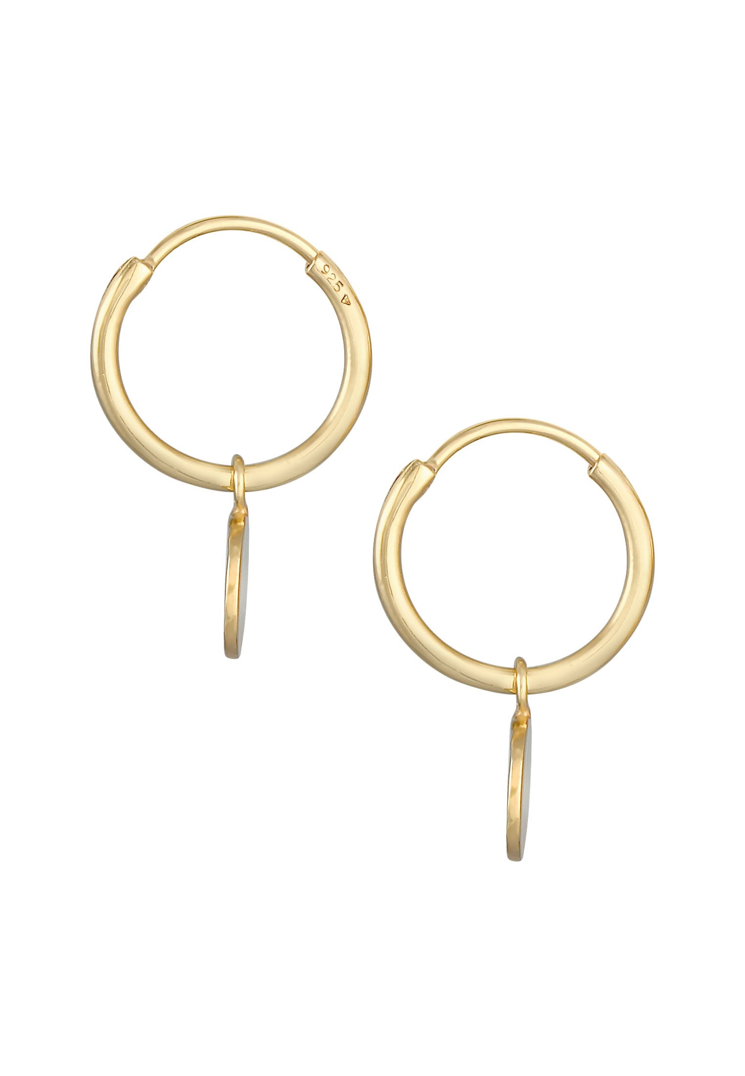 Elli Paar Creolen »Ohrringe Creolen Plättchen Coin Organic Look 925 Silber«