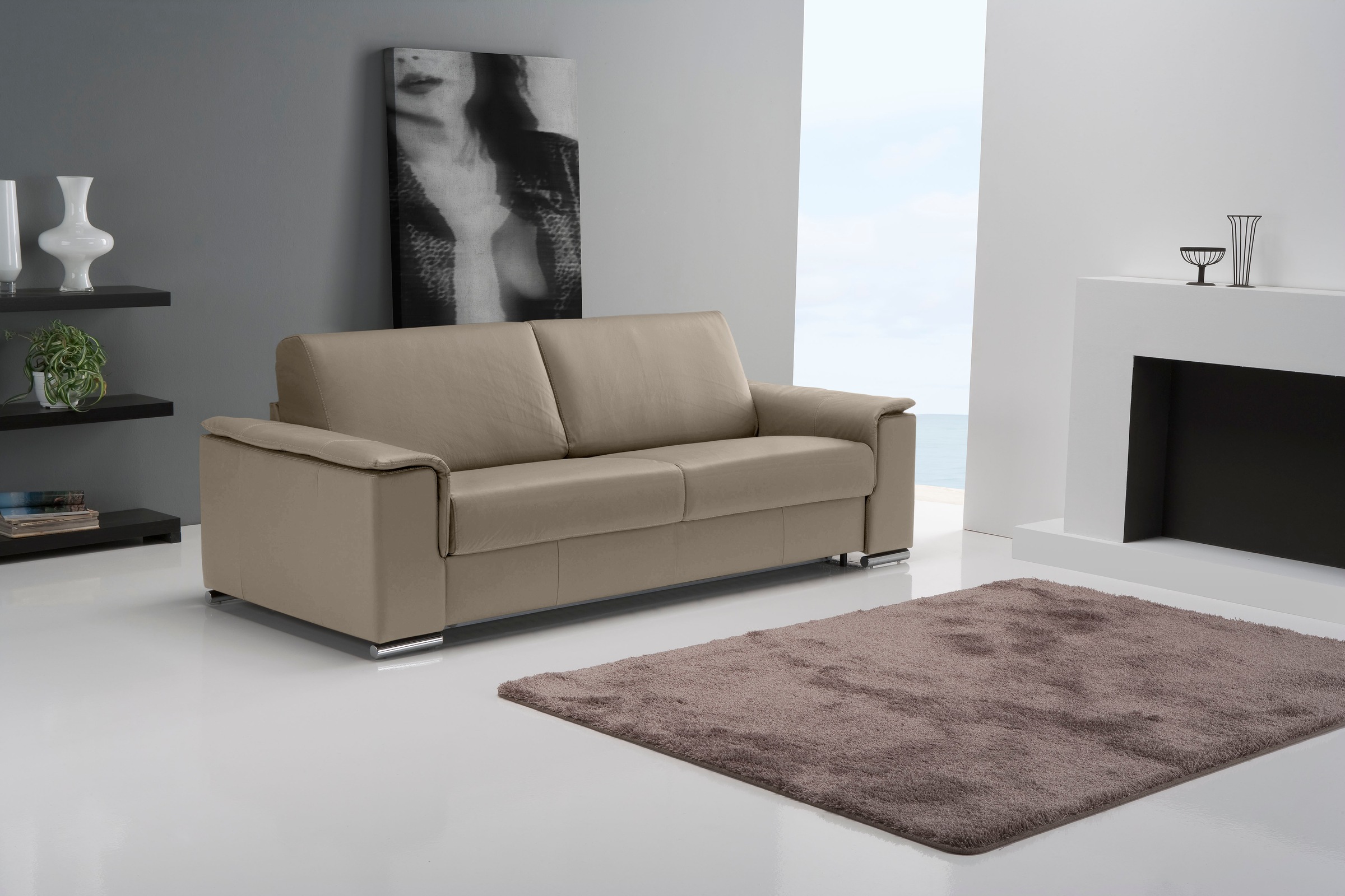 Egoitaliano Schlafsofa »Cecilia, modern & elegant, erstklassiger Sitzkomfort, Dauerschläfer«, inkl. Matratze und hochwertigem Metallbettrahmen, toller Schlafkomfort