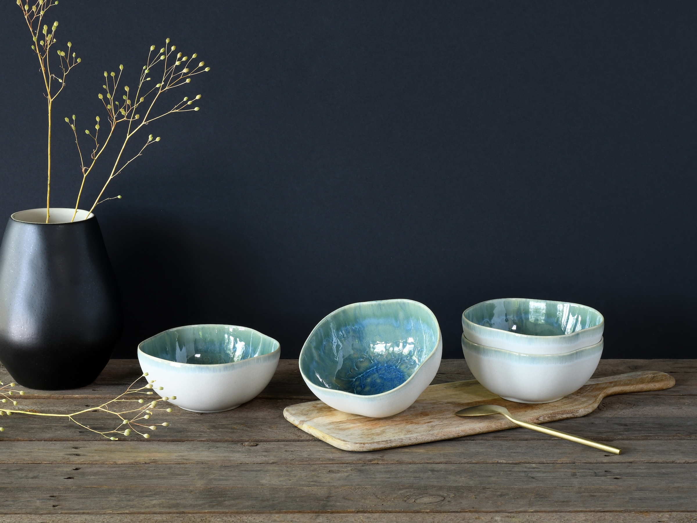 CreaTable Schüssel »Yuki« 4 Stk. aus Steinzeug Reaktiv-Digitaldruck, jedes Stück ein Unikat, Ø 16 cm