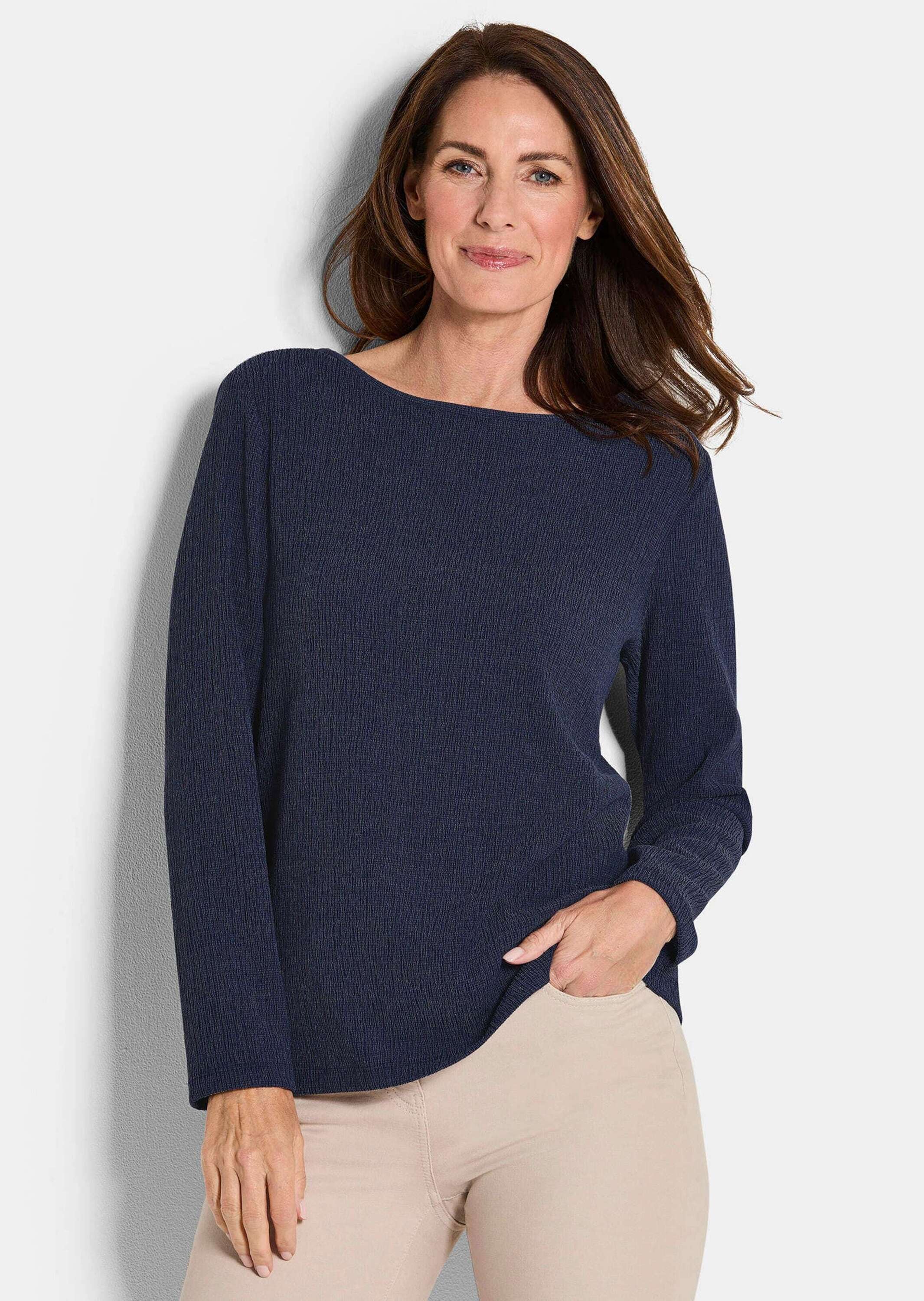 GOLDNER Langarmshirt »Kurzgröße Langarm Melange Jersey-Oberteil« U-Boot-Ausschnitt