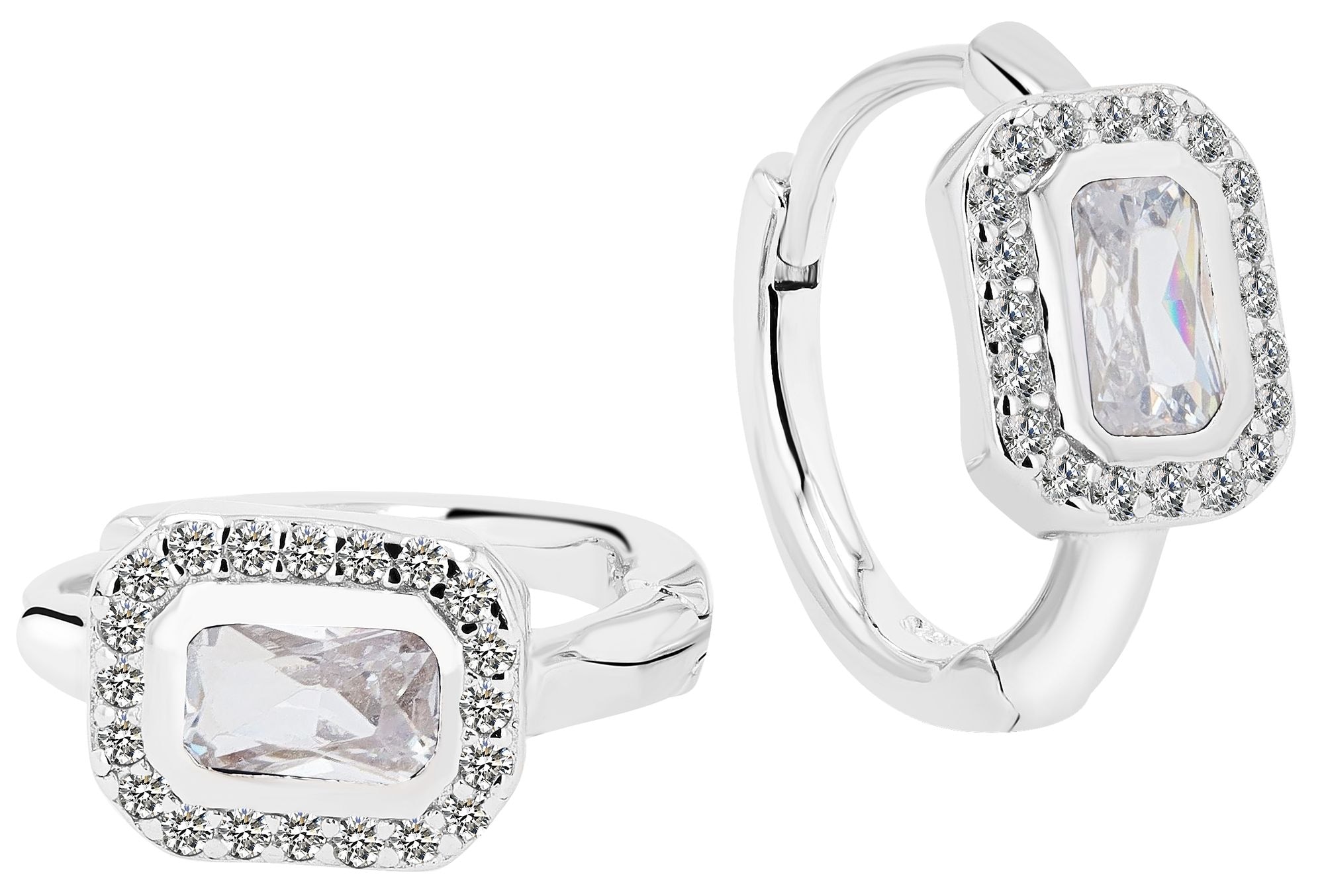 Adelia´s Paar Creolen »Damen Ohrringe ¿ Klappcreole aus 925 Silber mit Zirkonia«