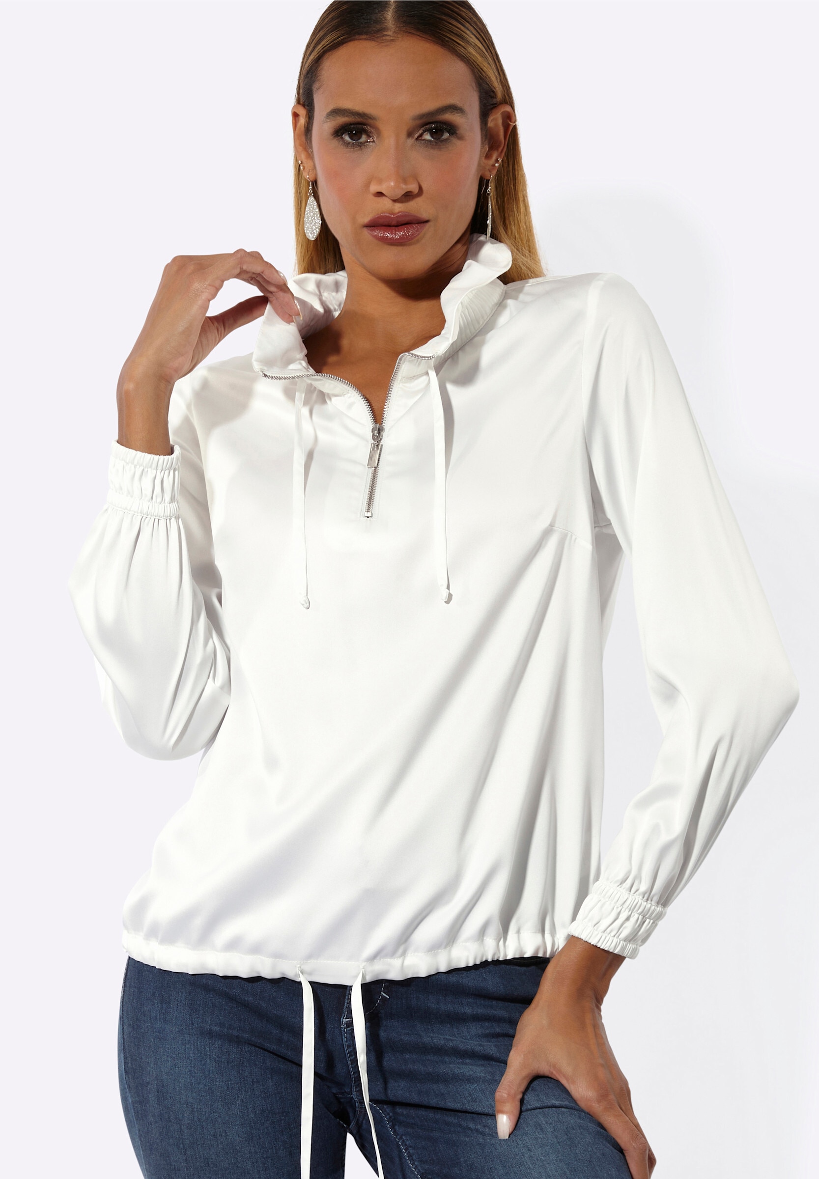creation L Schlupfbluse »Satin-Bluse Blusenjacke«
