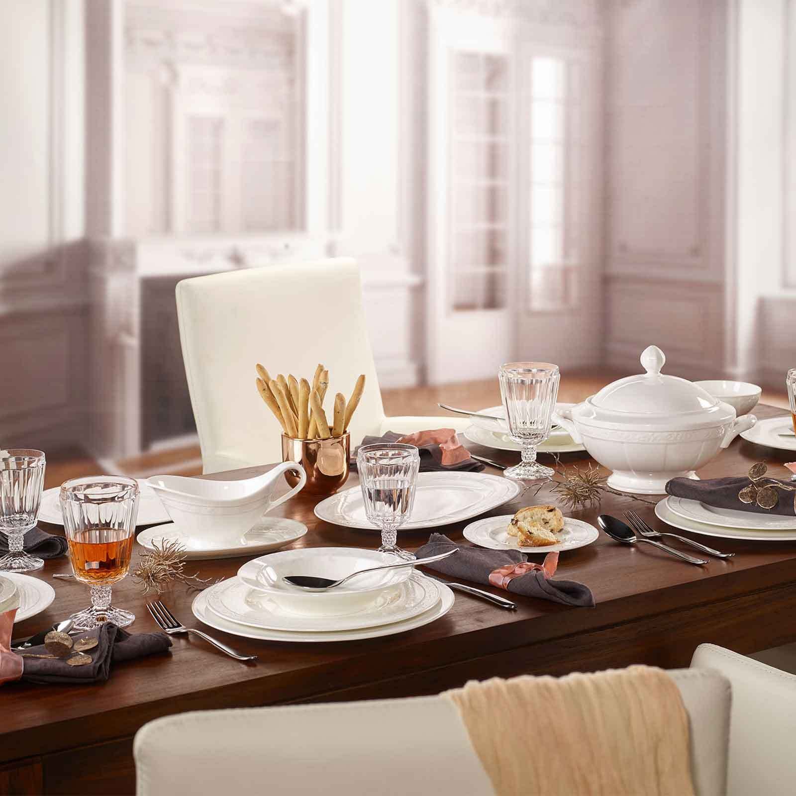 Villeroy & Boch Suppenteller »Suppenteller Gray Pearl ø 24,8 cm 6er Set weiß« Spülmaschinengeeignet, Mikrowellengeeignet