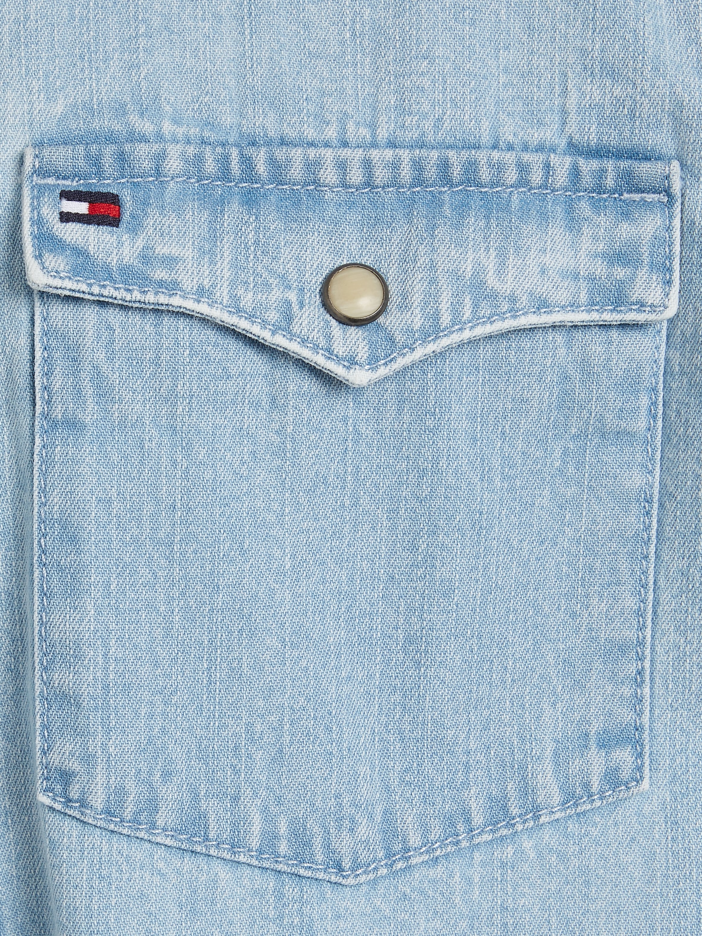 Tommy Hilfiger Langarmhemd »DENIM SHIRT LS«, Kinder bis 16 Jahre mit Logostickerei