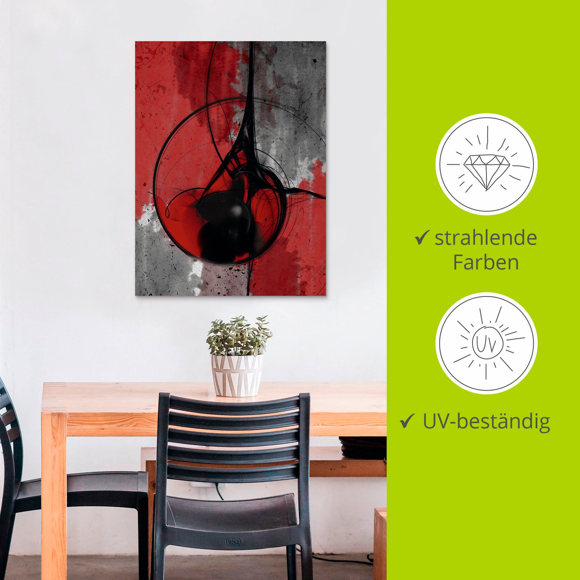Artland Wandbild »Abstrakt in rot und schwarz«, Gegenstandslos, (1 St.), als Alubild, Outdoorbild, Leinwandbild, Poster in verschied. Größen