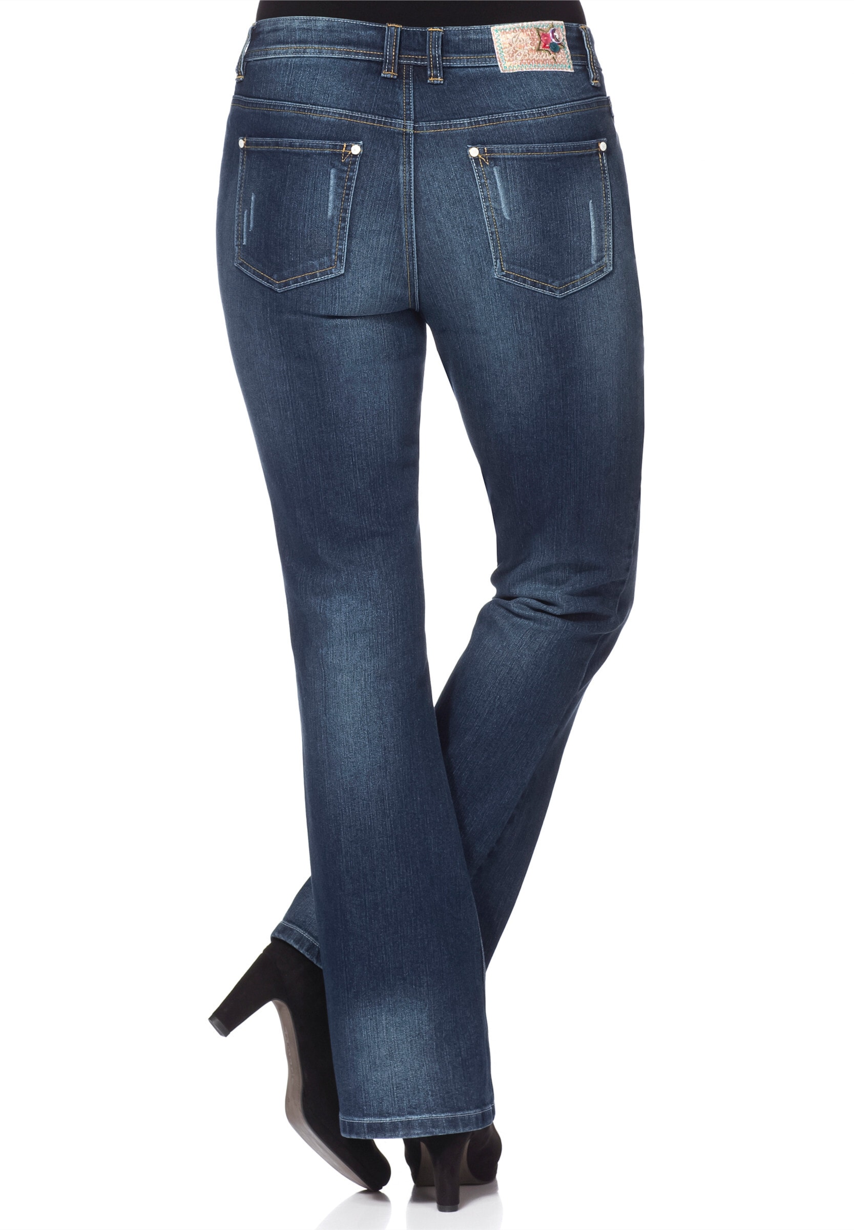 sheego by Joe Browns Bootcut-Jeans »Bootcut-Jeans Bootcut-Jeans im Used-Look« mit Pailletten am Bund