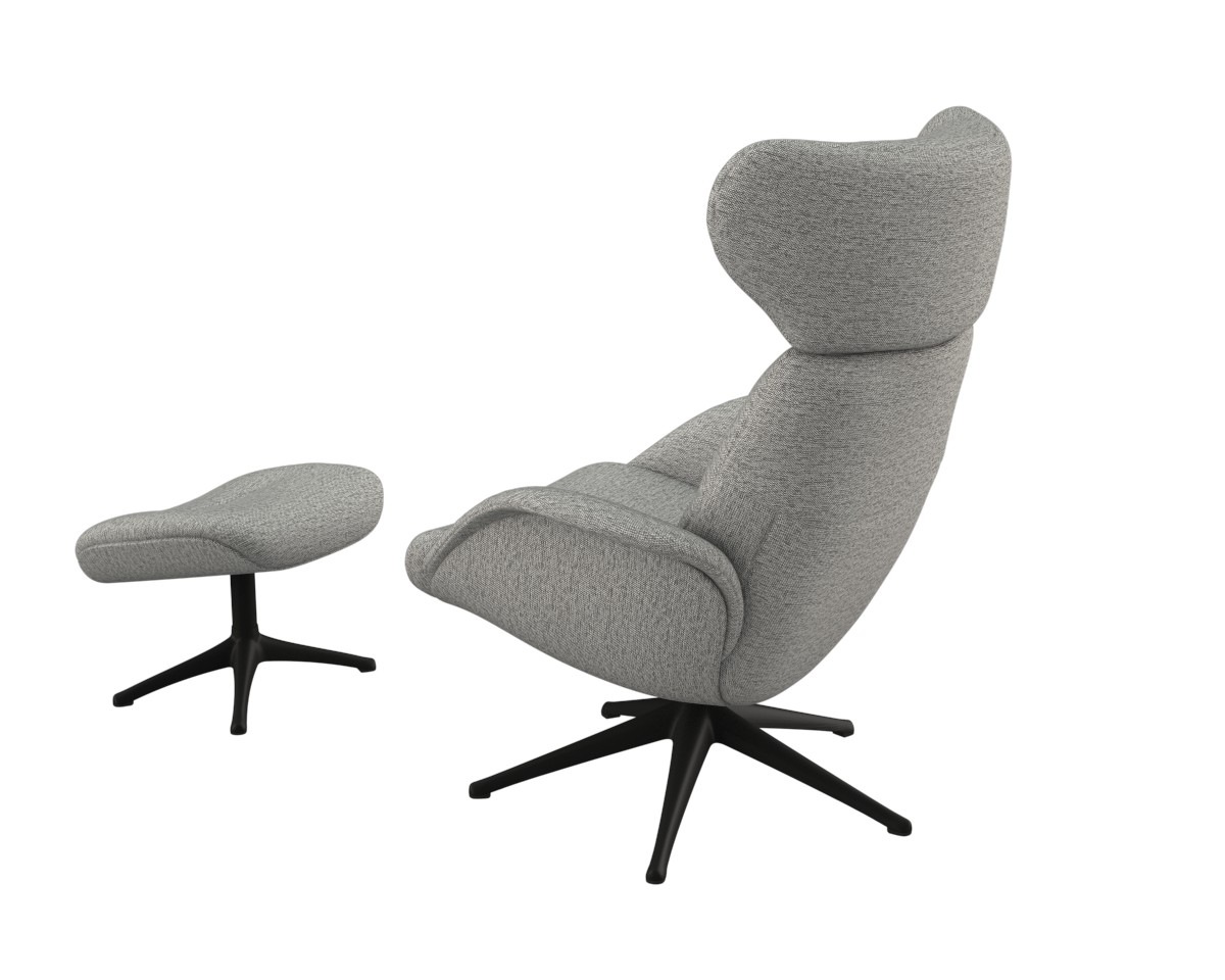FLEXLUX Relaxsessel »Fernsehsessel More, ergonomisch, drehbar, robuster Fuß, Scandi«, Premium Komfort, Rücken- & Kopfteilverstellung, drehbar, Fuß schwarz