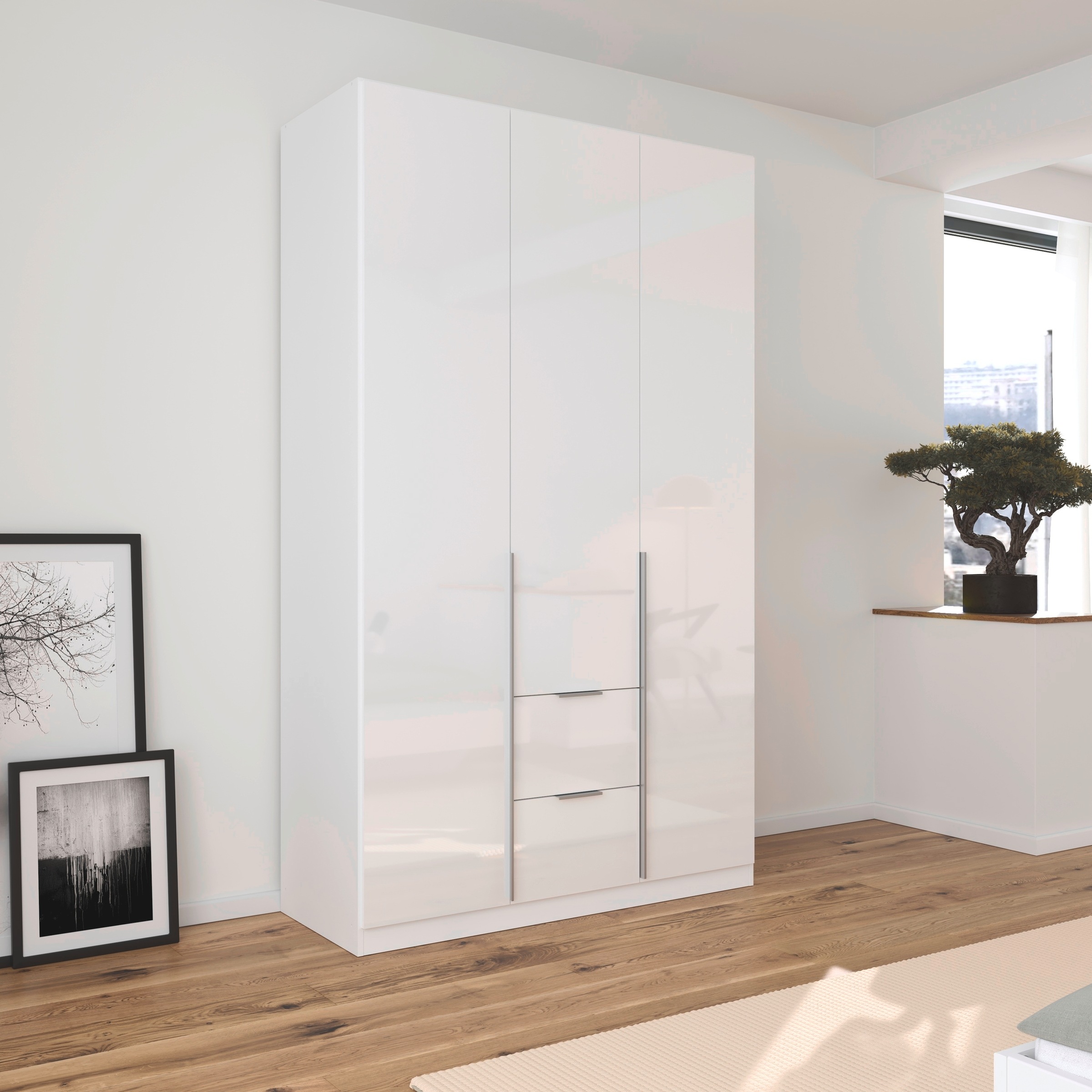 rauch Drehtürenschrank »Kleiderschrank Schrank Garderobe AGORDO mit Dekor- oder Hochglanzfront«, (in zwei Griff-Farben mit Dekor- oder Hochglanzfront), mit Außenschubkästen, in 6 Breiten und 2 Höhen MADE IN GERMANY
