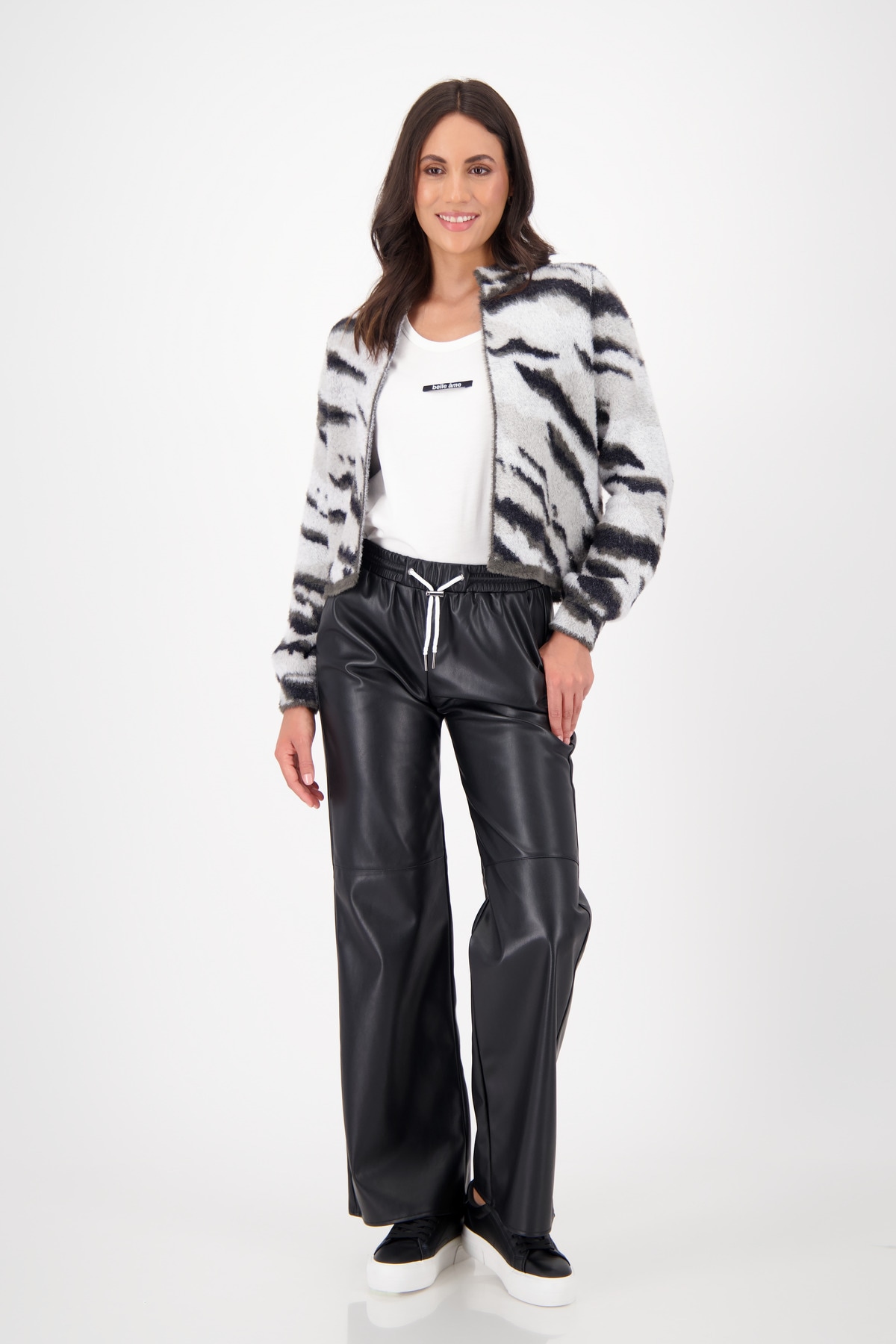 Monari Strickjacke »Jacke Strick Tiger allover«, Mit Rundhalsausschnitt