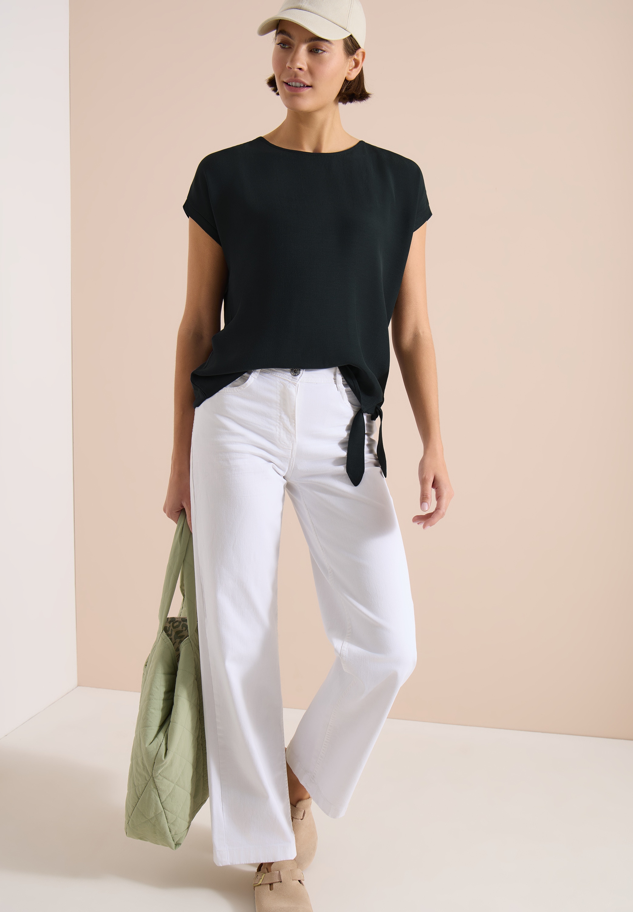 Cecil Kurzarmbluse Sommershirt mit Knotendetail