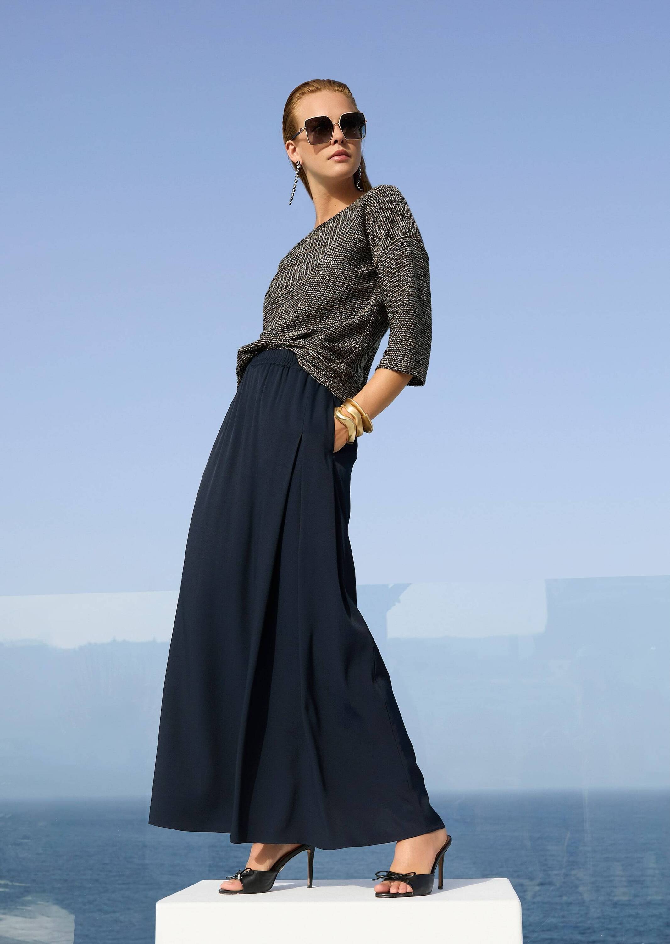 MADELEINE Midirock »Rock Langer Rock mit tiefer Seitenfalte«