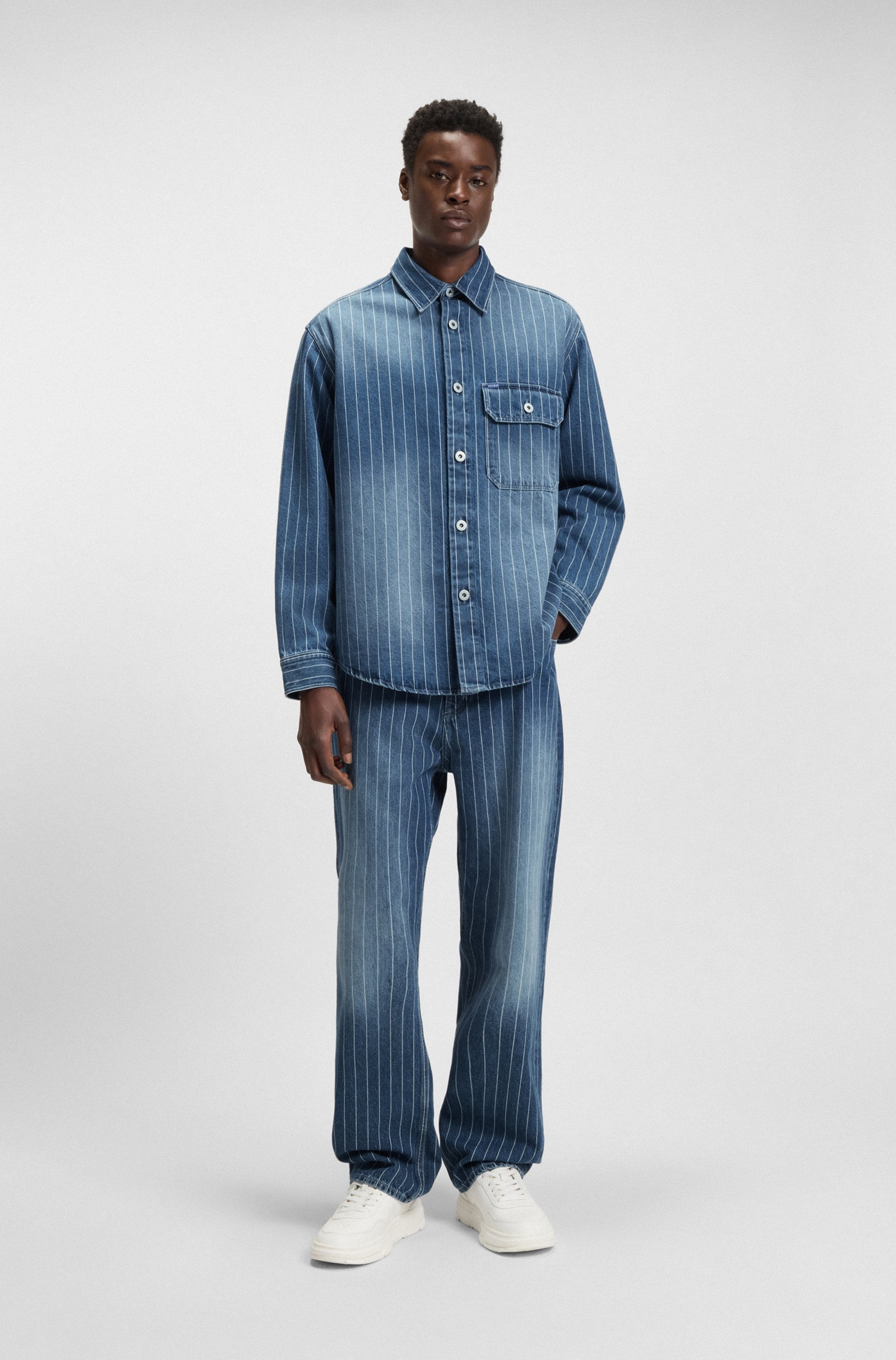 HUGO Blue Jeanshemd »Ebolt«, aus gestreiftem Denim