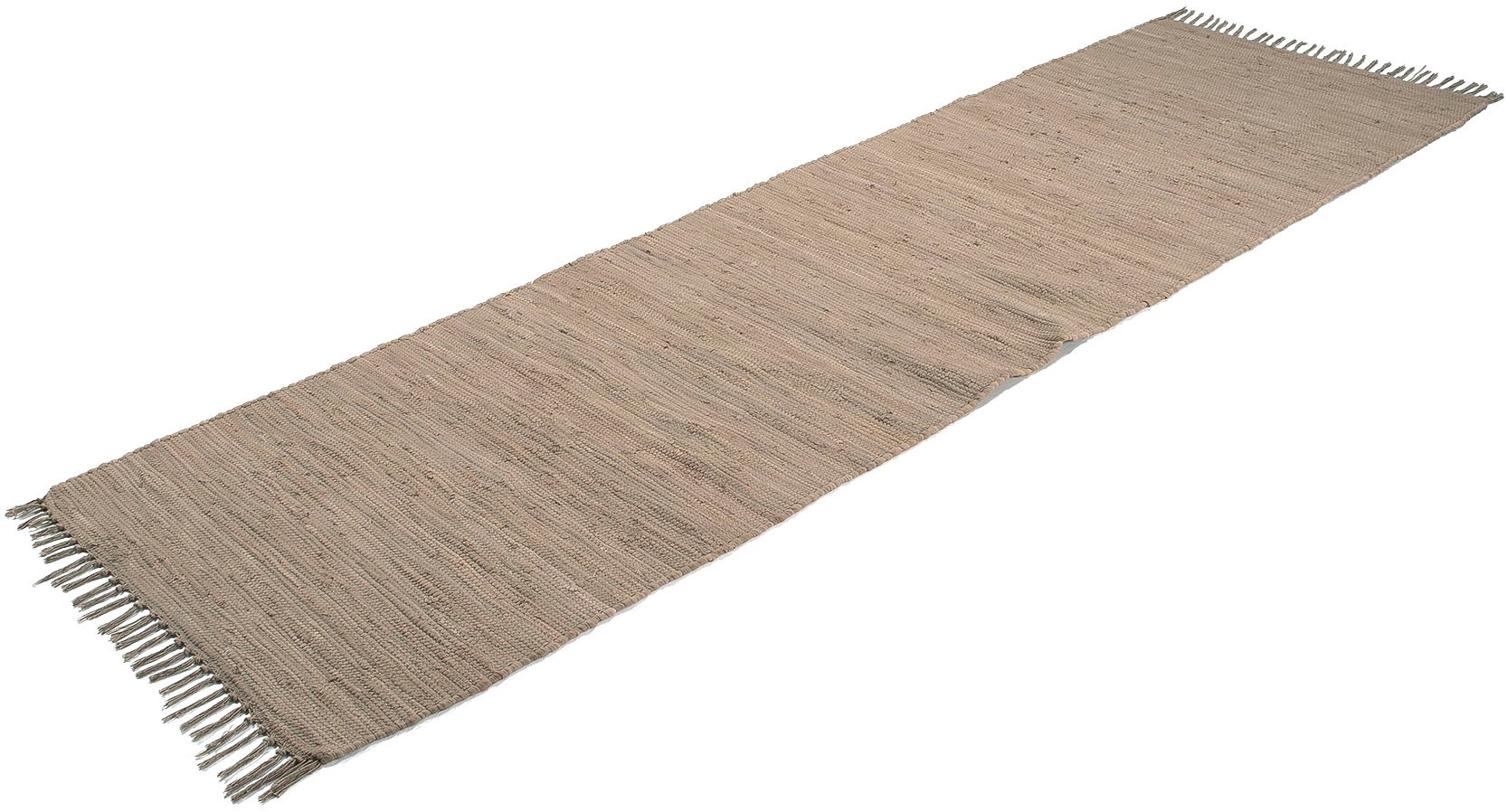 carpetfine Teppich »Kelim Chindi uni, auch als Läufer«, rechteckig, 5 mm Höhe, Wendeteppich, reine Baumwolle, handgewebt, Uni-Farben, mit Fransen