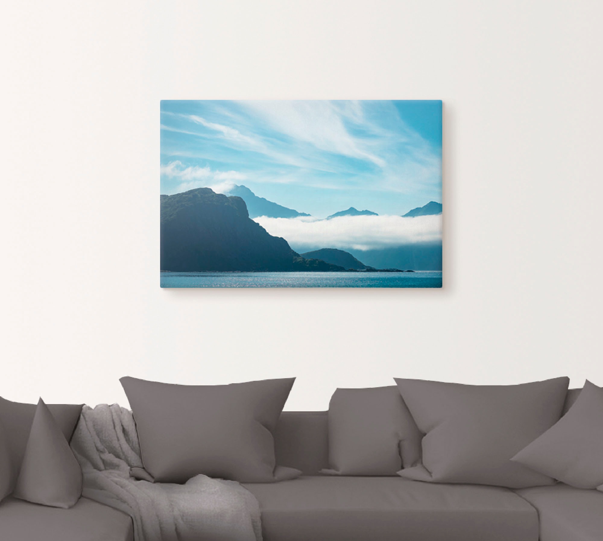 Artland Leinwandbild »Haukland Beach Lofoten«, Berge, (1 St.), auf Keilrahmen gespannt