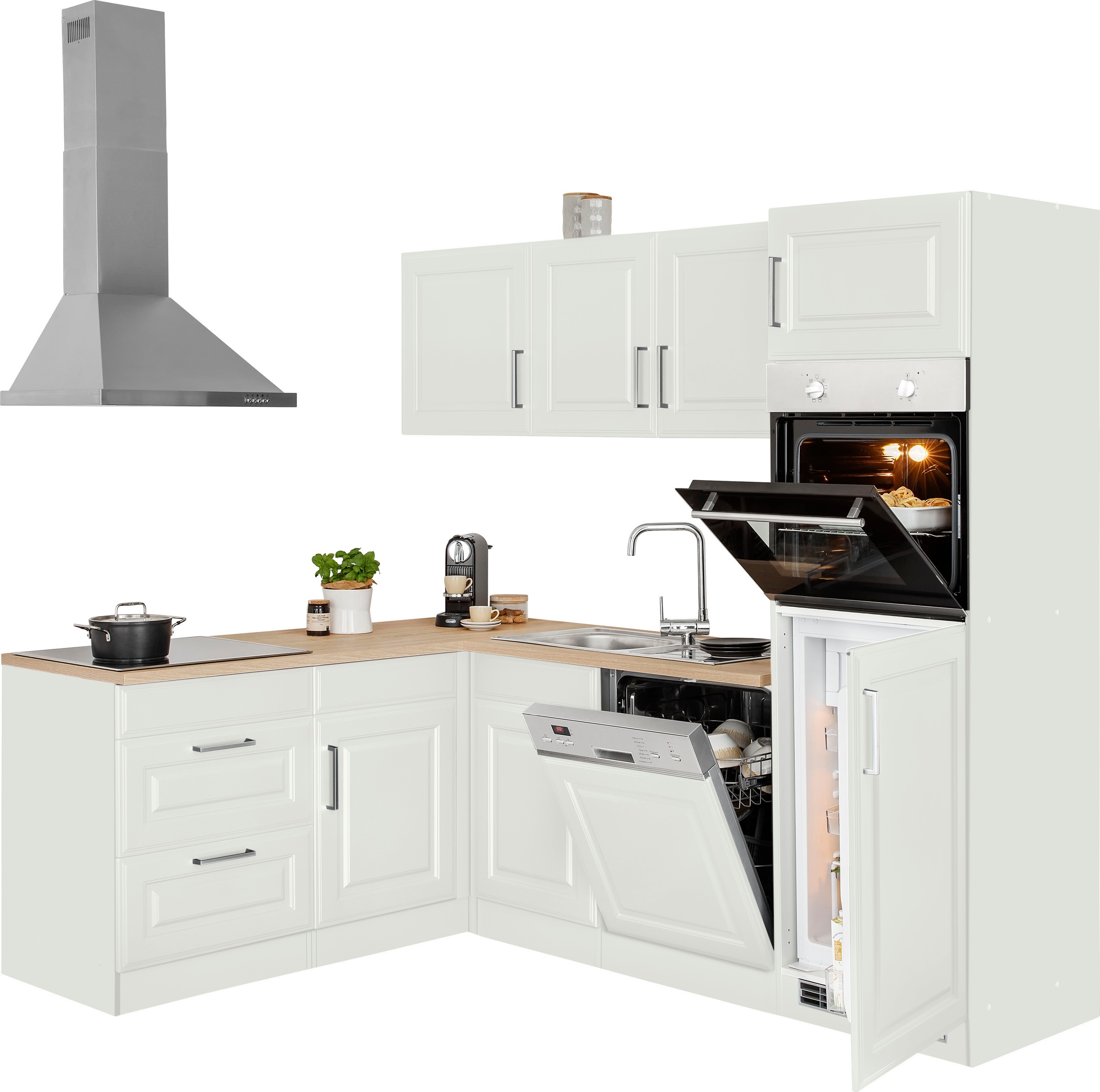 KOCHSTATION Winkelküche »KS-Stockholm« mit E-Geräten,230 x 170 cm, wahlweise mit Induktionskochfeld