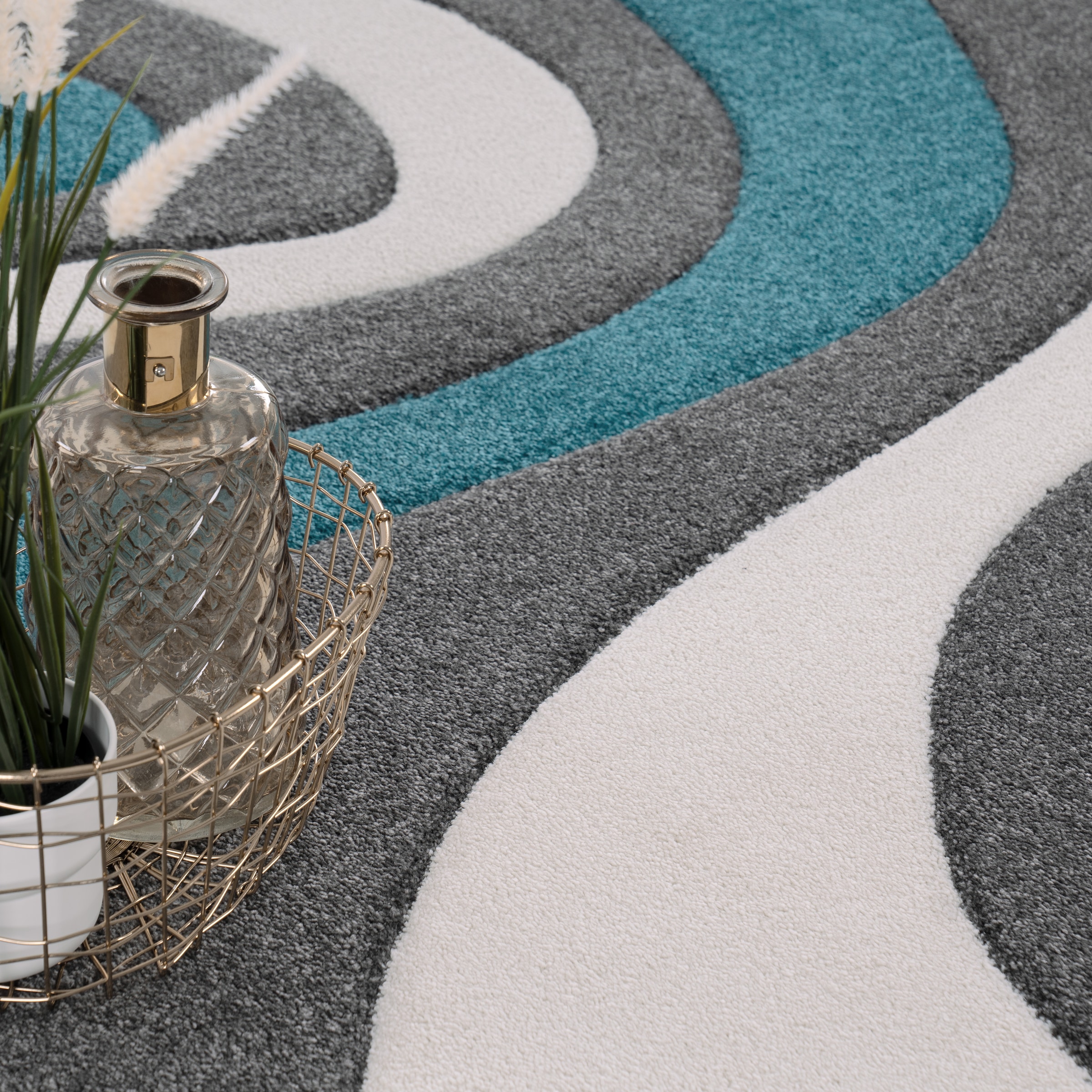 Paco Home Teppich »Diamond 760«, rechteckig, 18 mm Höhe, Kurzflor, 3D-Design, modernes Wellen Muster