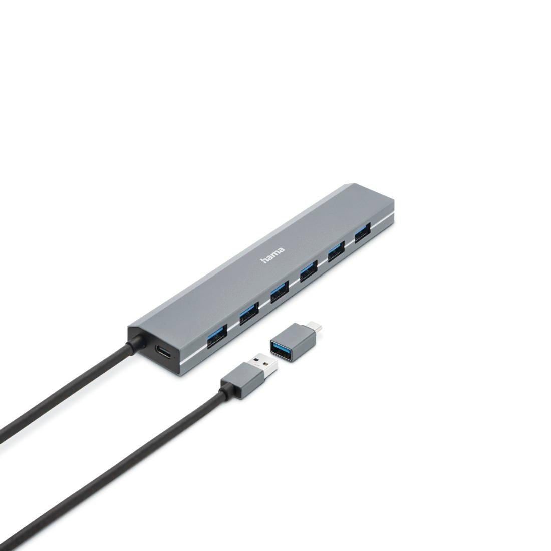 Hama USB-Adapter »USB Hub mit Netzteil und Adapter, 7 Ports mit USB C und USB A Stecker«, 100 cm