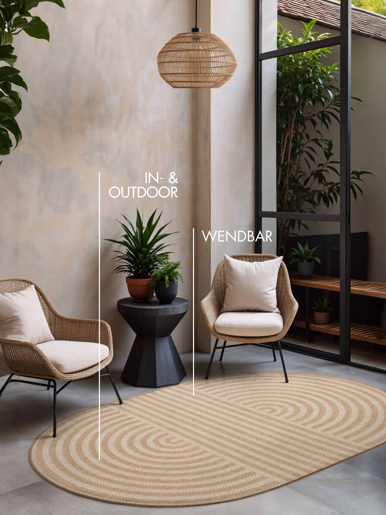 Ted Baker Teppich »Woodfield , Wendeteppich« oval 8 mm Höhe Designteppich, Wetterfest, Pflegeleicht, Modern, Wohnzimmer, Terrasse