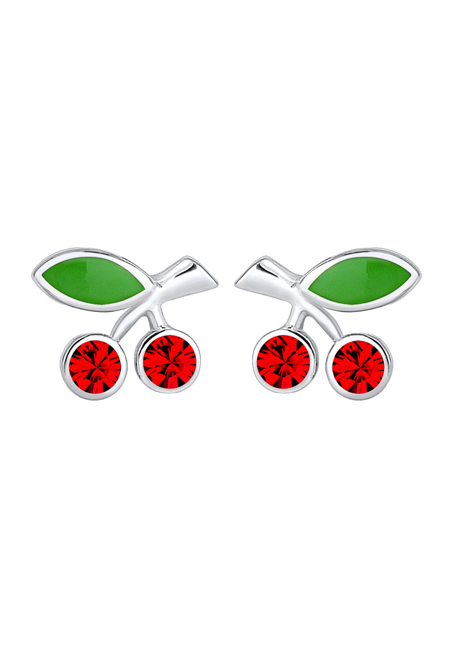 Elli Paar Ohrstecker »Ohrringe Kinder Kirsche Glas Kristalle Rot 925 Sterling Silber«