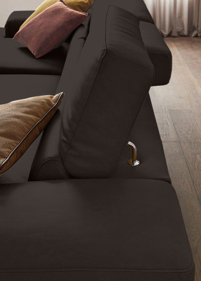 W.SCHILLIG Ecksofa »Piedroo, Designsofa mit tollem Sitzkomfort, elegant und bequem, L-Form« Kopfteilverstellung, wahlweise mit Sitztiefenverstellung, Breite 303cm