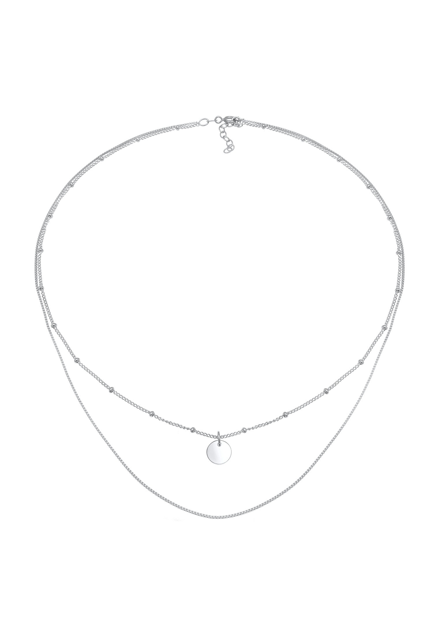 Elli Silberkette »Halskette Layer Kugelkette Kreis Plättchen 925 Silber«