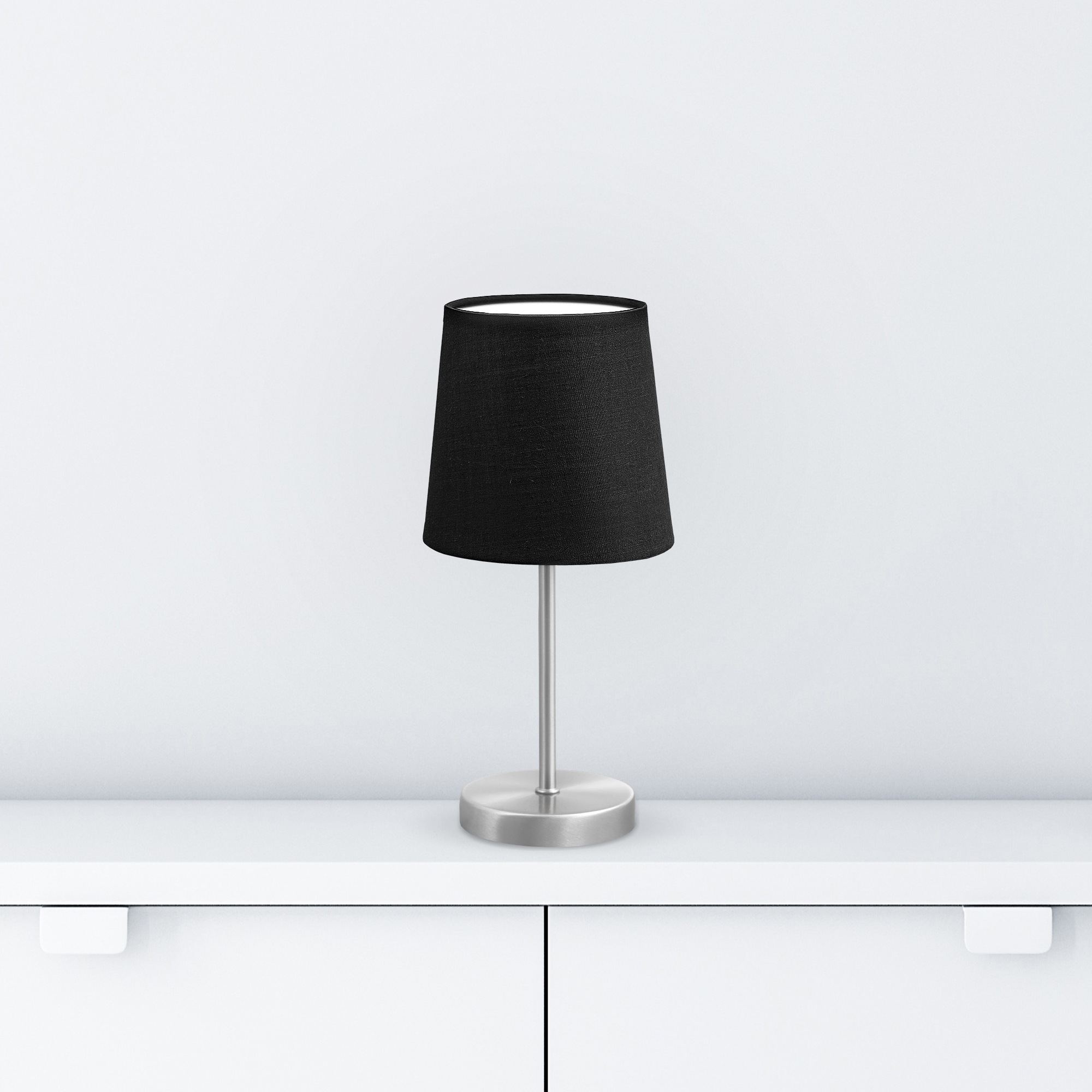 B.K.Licht Tischleuchte, 1 flammig, Leuchtmittel E14 | ohne Leuchtmittel, LED Nachttischlampe mit Schalter E14 IP20 Stoff taupe matt-nickel