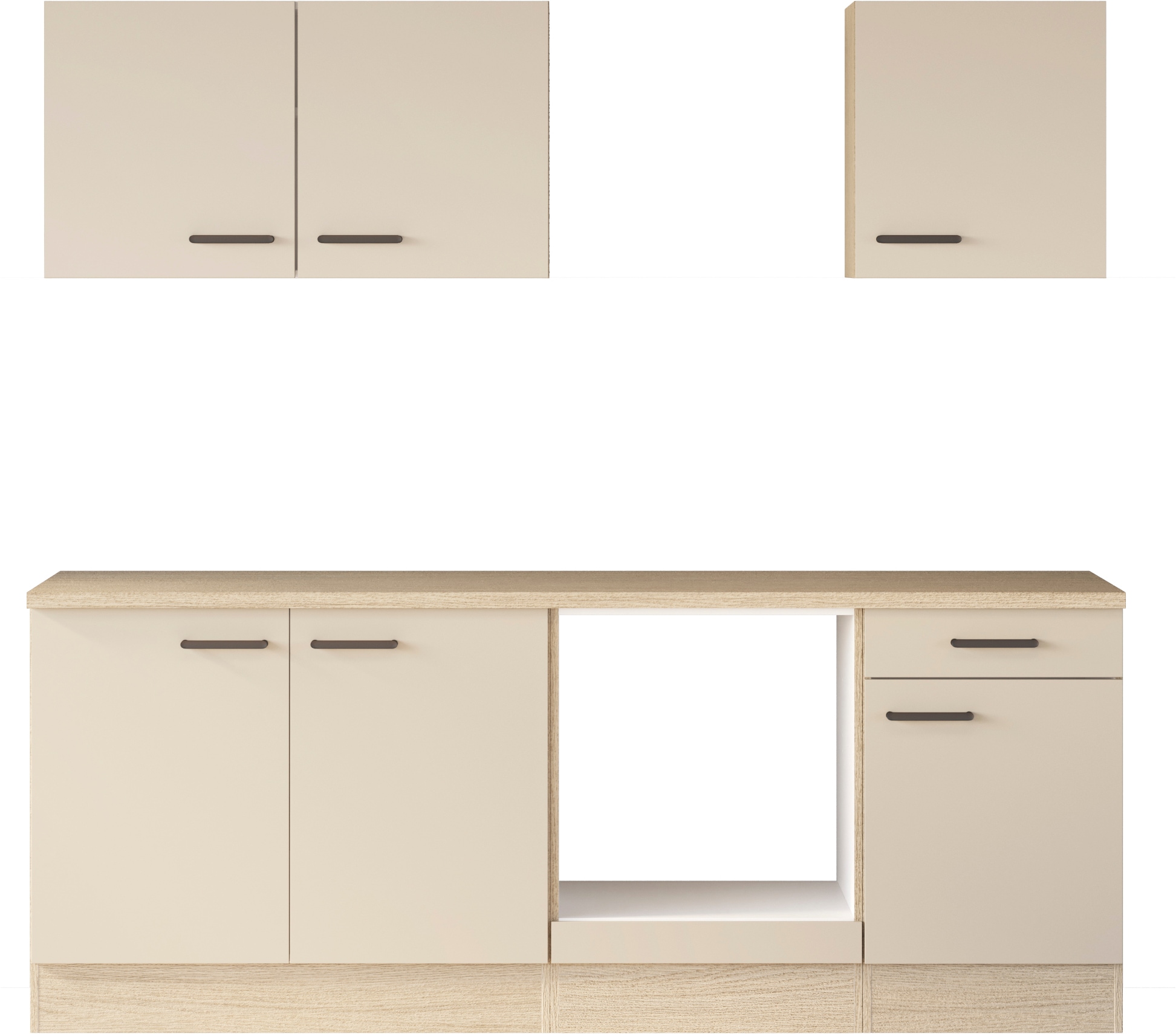 Flex-Well Küche »Creso, Breite 210 cm« wahlweise mit E-Geräte und Spüle in Edelstahl und schwarz