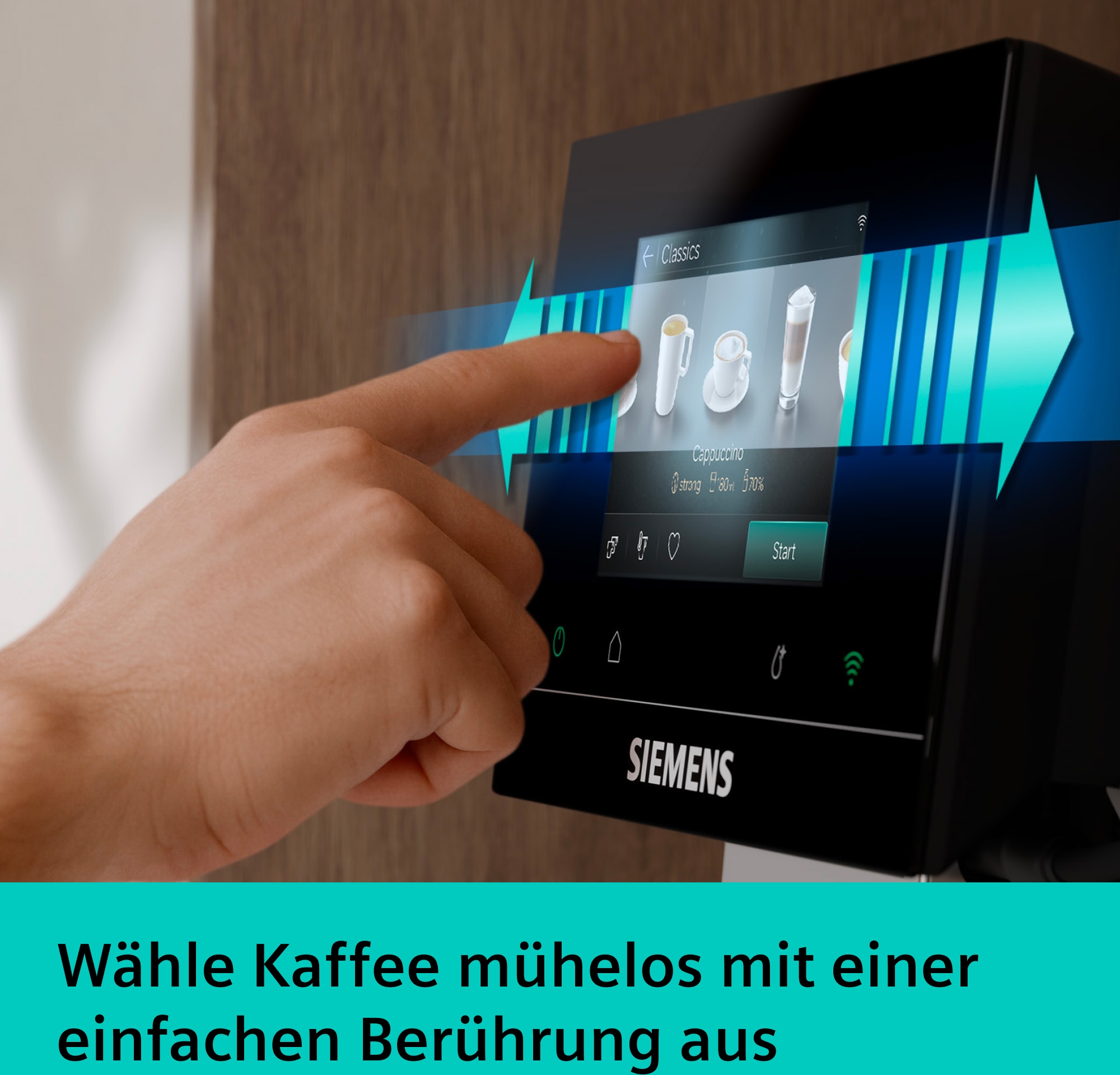 SIEMENS Kaffeevollautomat »TP725ET7« farbiges Full-Touch-Display, Doppeltassenfunktion, sehr leise, silber