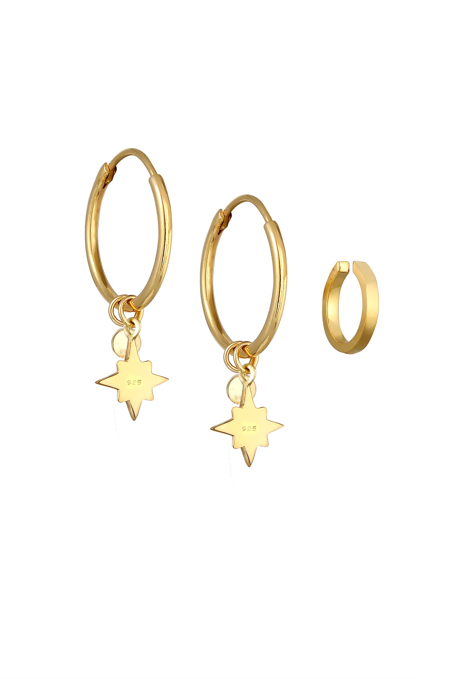 Elli Ohrstecker-Set »Ohrringe Creolen Stern Earcuff (2 tlg) 925 Silber, mit Kristallen von Swarovski®«