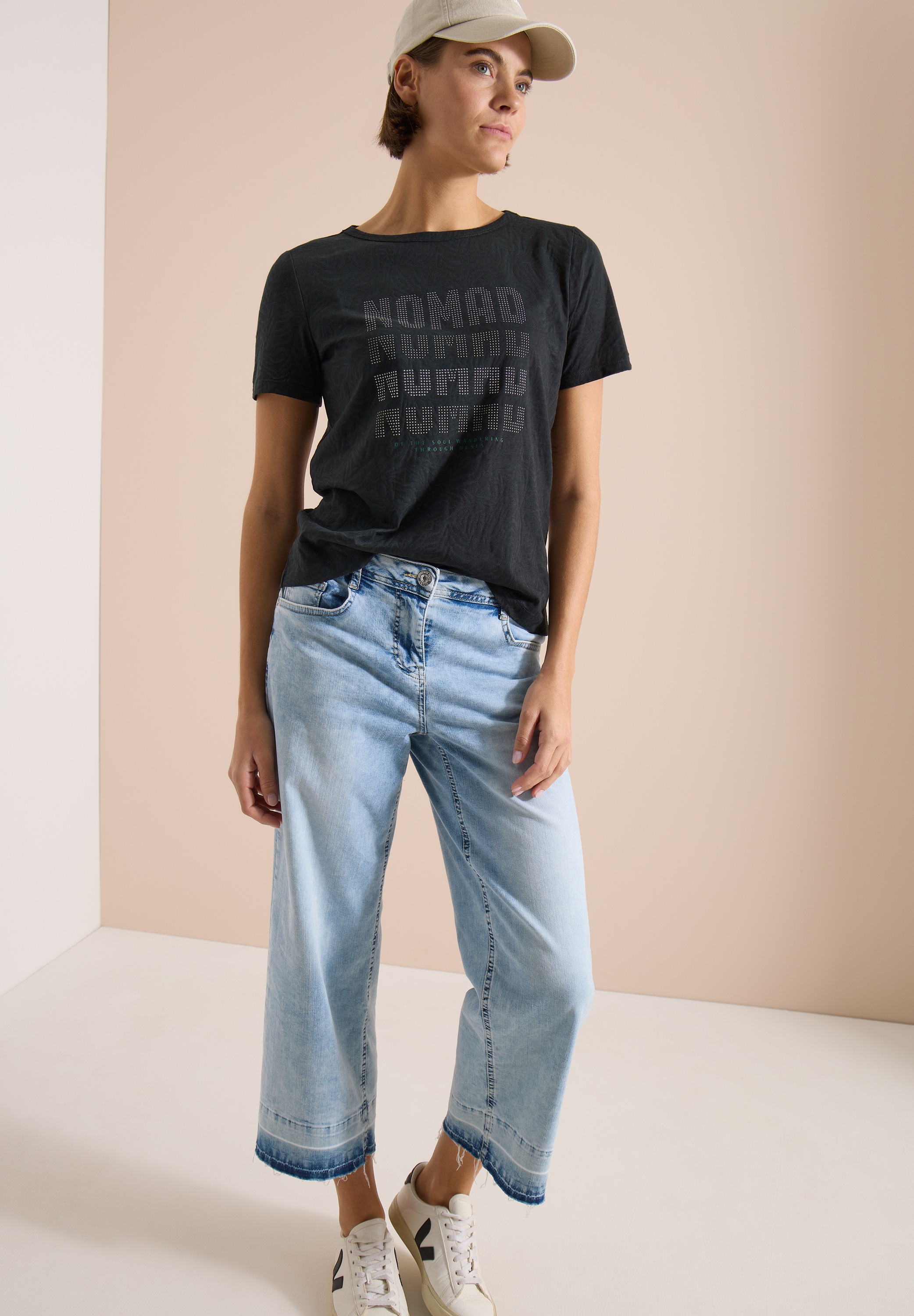Cecil Kurzarmshirt Sommershirt in Burn-Out-Optik und mit Zebra-Muster
