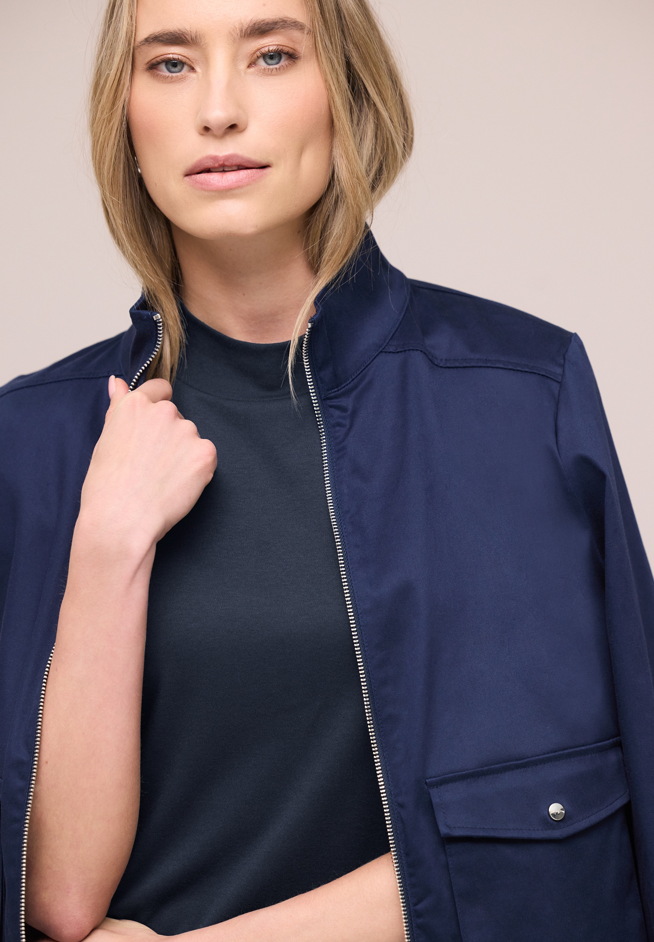 STREET ONE Kurzarmshirt Sommershirt mit Turtle Neck