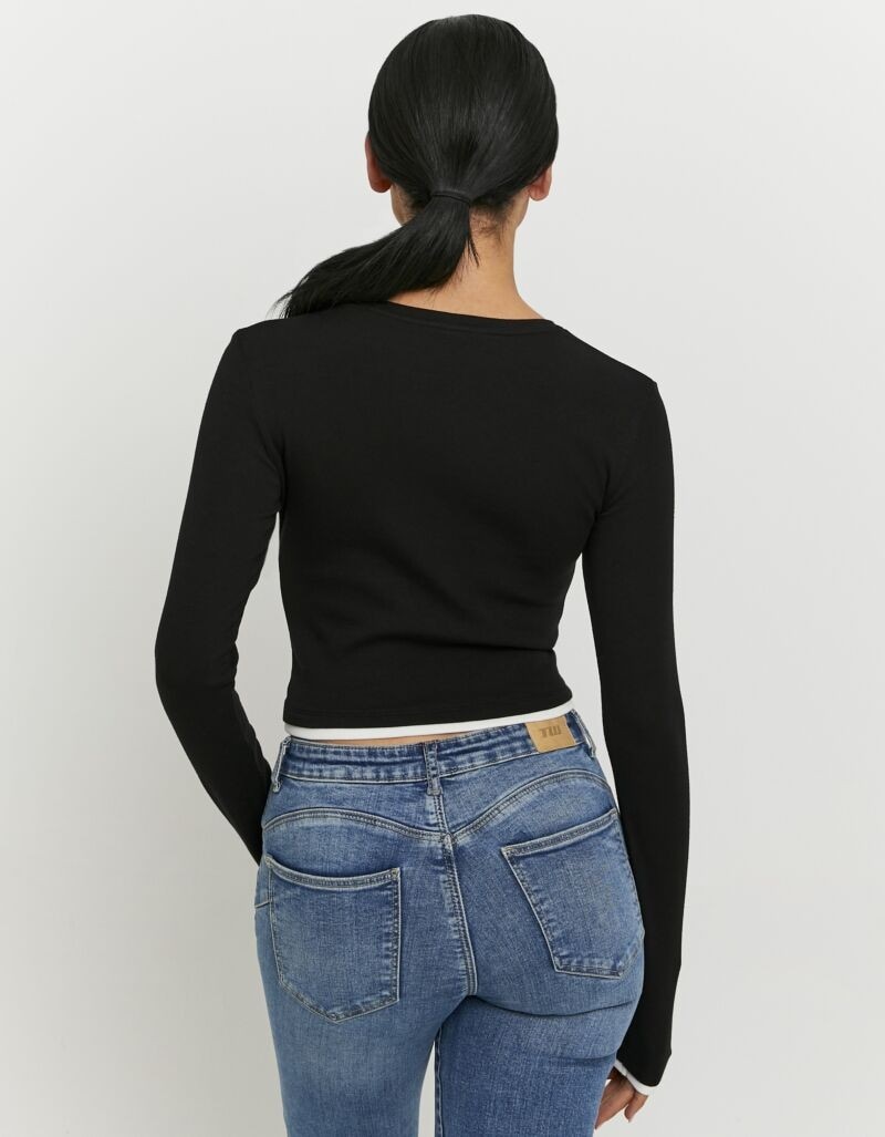 Tally Weijl Langarmshirt »STSCOCUFFA« Baumwollmischung, Basic Shirt, bauchfrei
