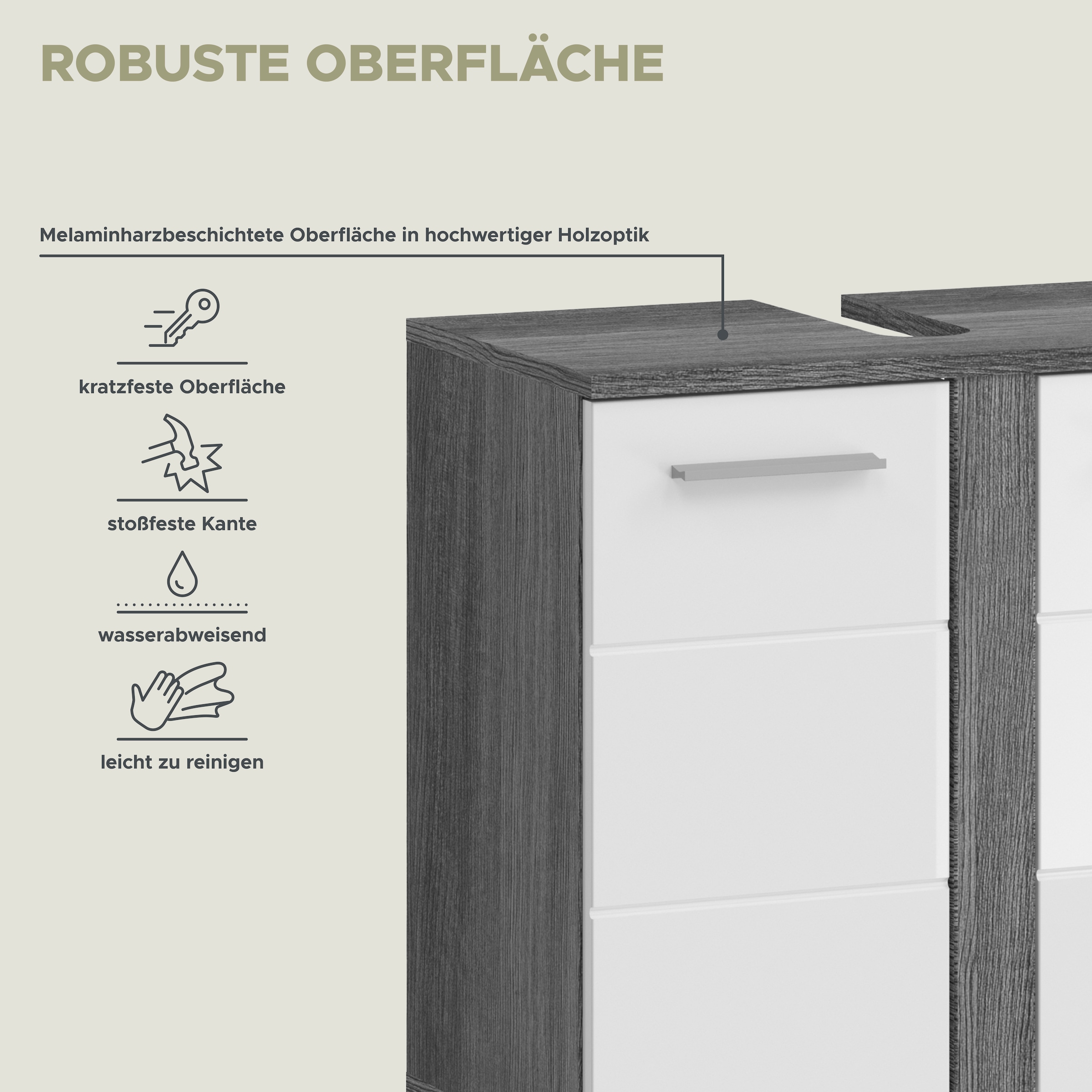 welltime Badmöbel-Set »LUCCA, 2- teilig, TOPSELLER!, Waschbeckenunterschrank, Spiegelschrank«, (Set, 2 St., bestehend aus: 1x Waschbeckenunterschrank & 1x Spiegelschrank), hochwertige MDF Front, Badmöbel, Kombination, Kombi, Badezimmer