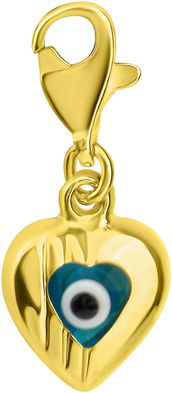 Firetti Charm-Einhänger »Schmuck Geschenk Gold 333 Anhänger Charms Herz Magisches Auge«, mit Glasstein