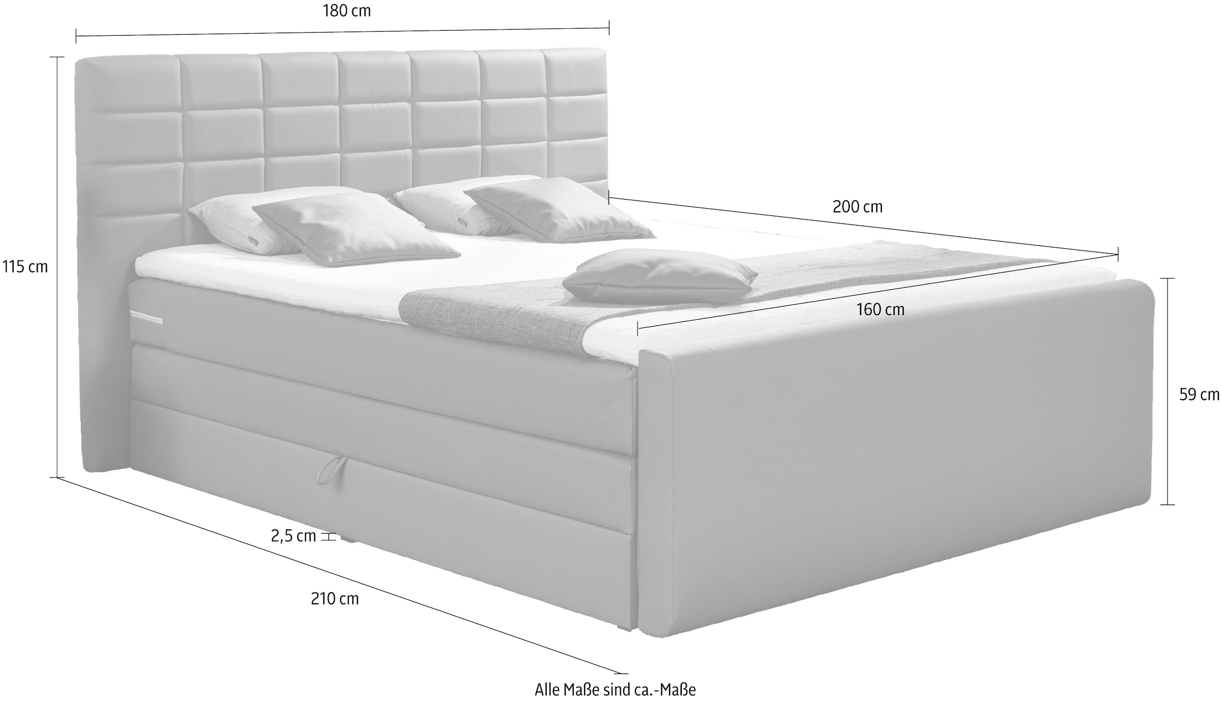 INOSIGN Boxspringbett »Lethbridge«, inkl. Bettkasten und Topper, zwei Matratzenarten in H2