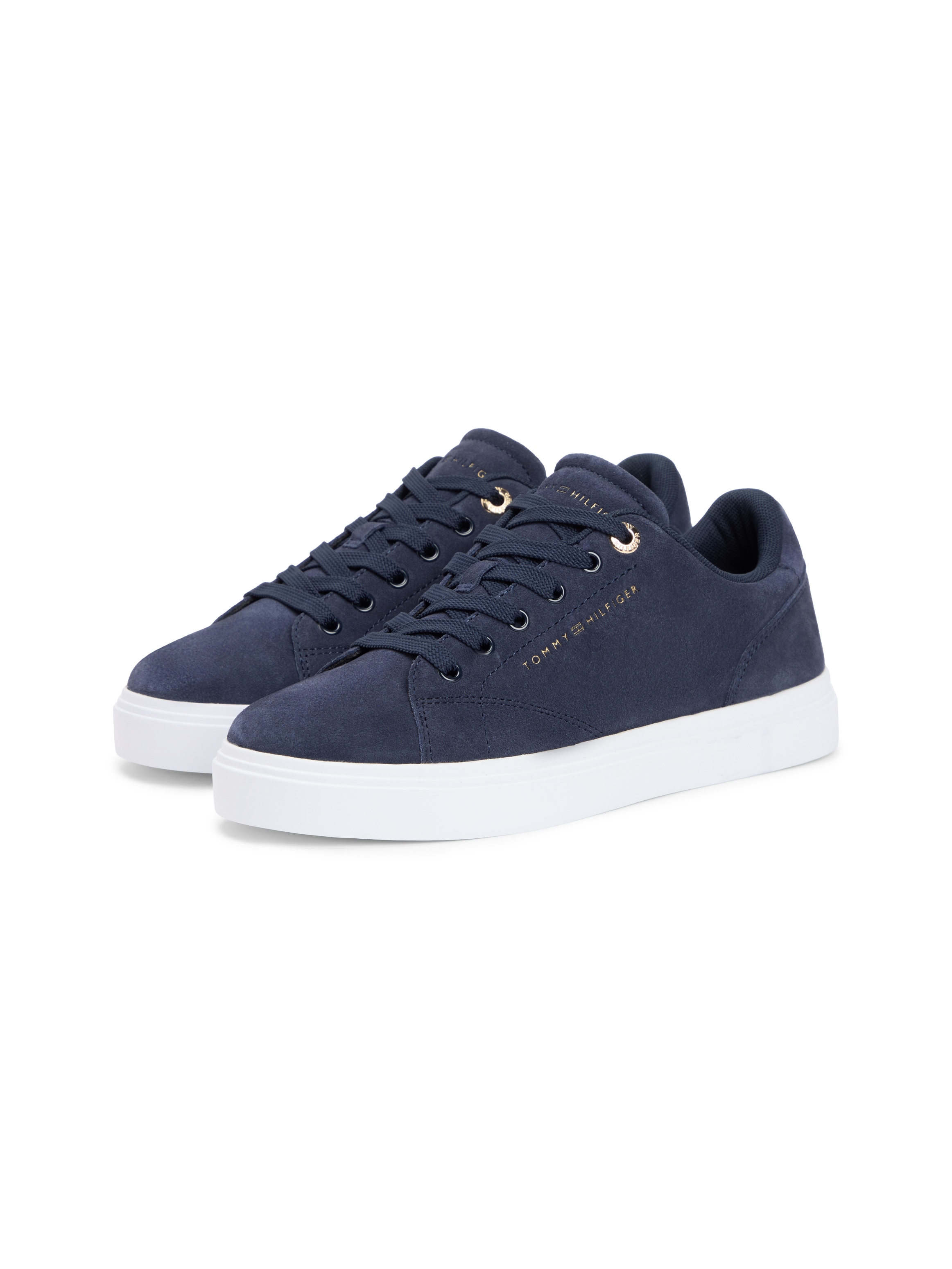 Tommy Hilfiger Plateausneaker »TH FEMININE CUPSOLE SUEDE«  Freizeitschuh, Halbschuh, Schnürer mit Logoschriftzügen